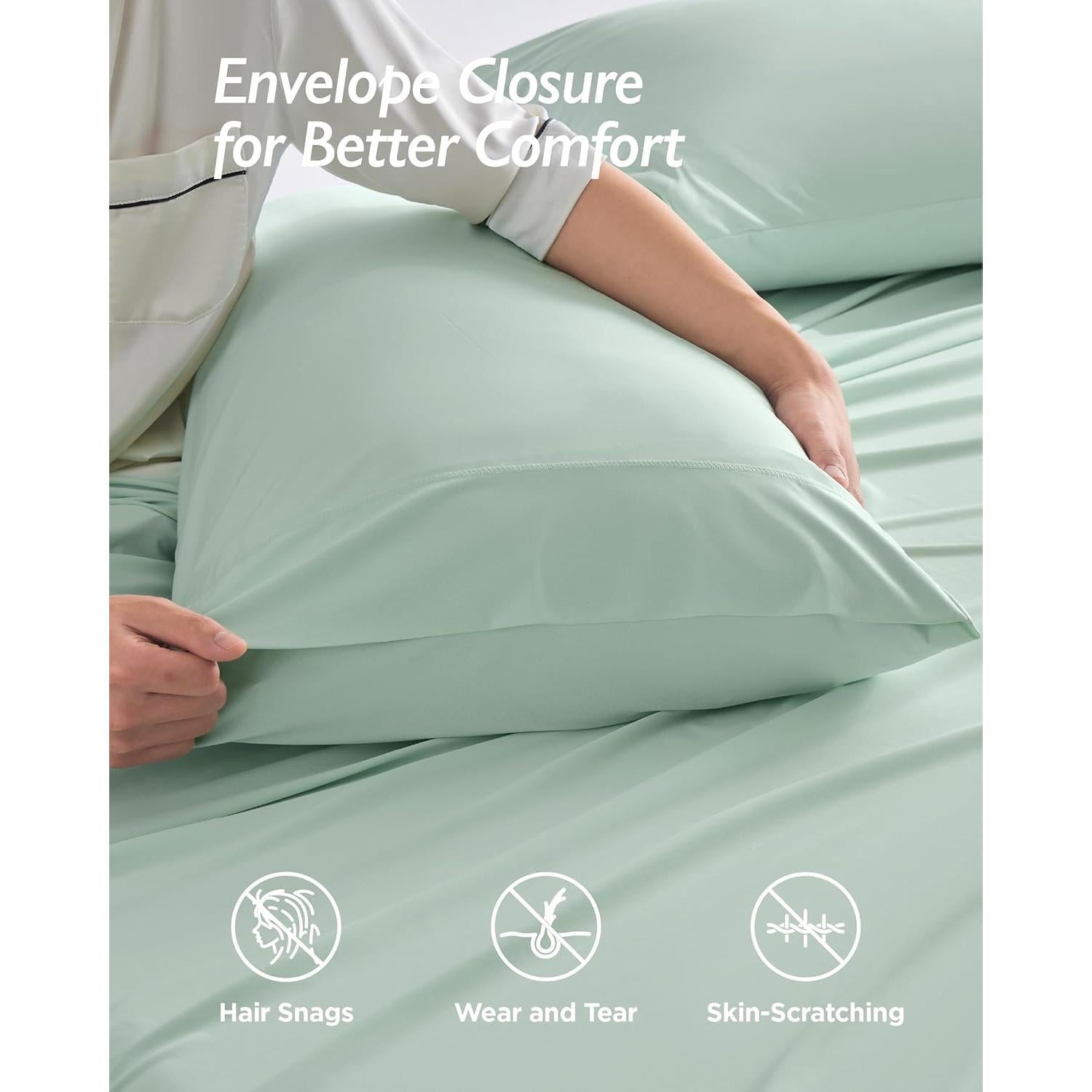 Funda de Almohada Refrigerante Breescape Estándar/Reina - Juego de 2, 50.8x76.2 cm, Verde Menta