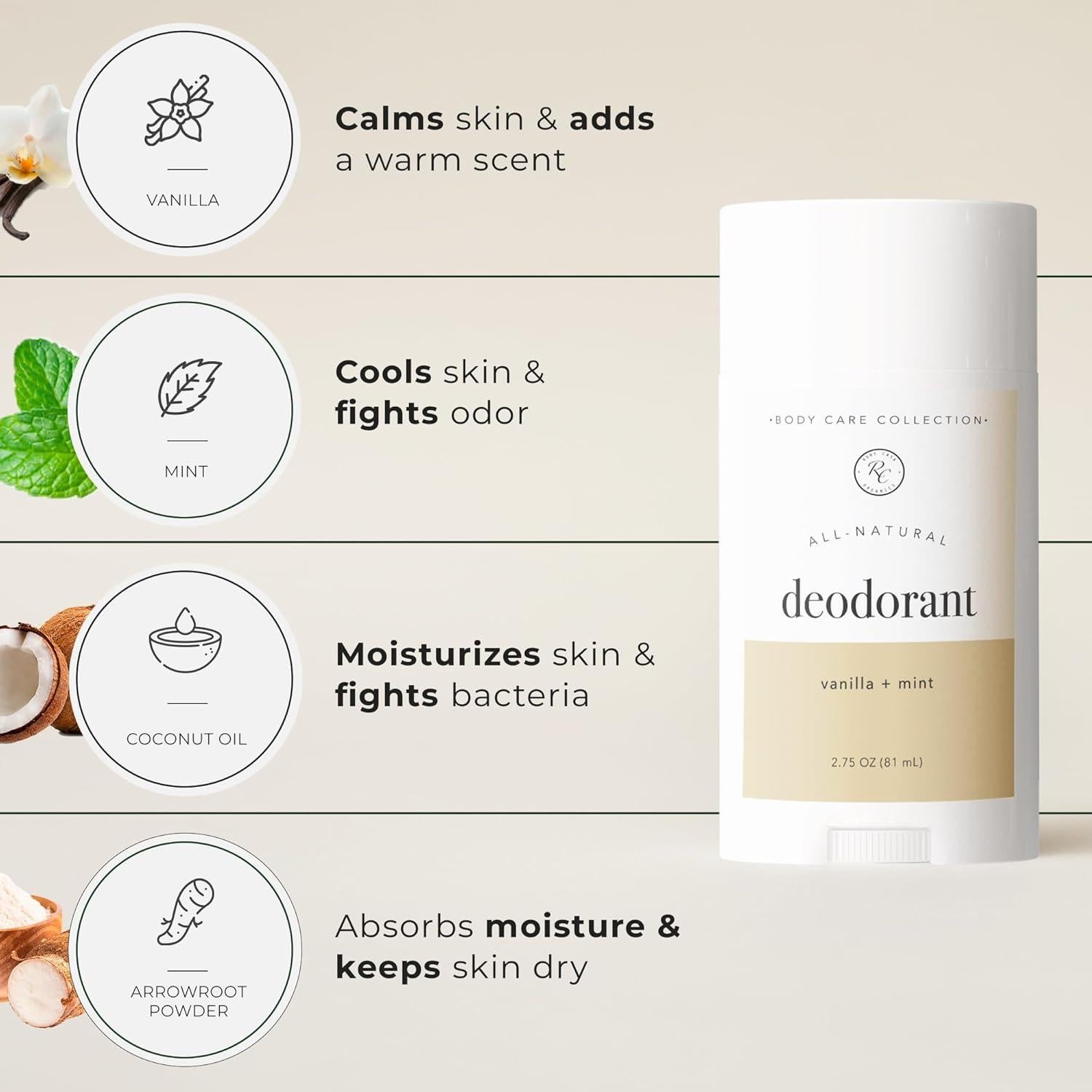 Desodorante Natural Rowe Casa Organics Vainilla + Menta 56.7 g