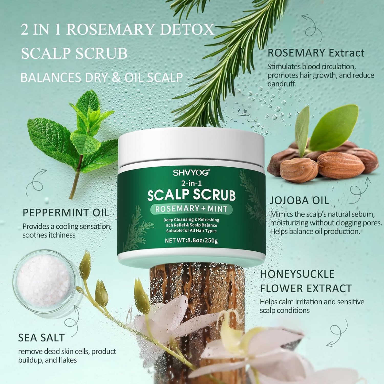 Exfoliante para Cuero Cabelludo SHVYOG con Romero y Menta 250g