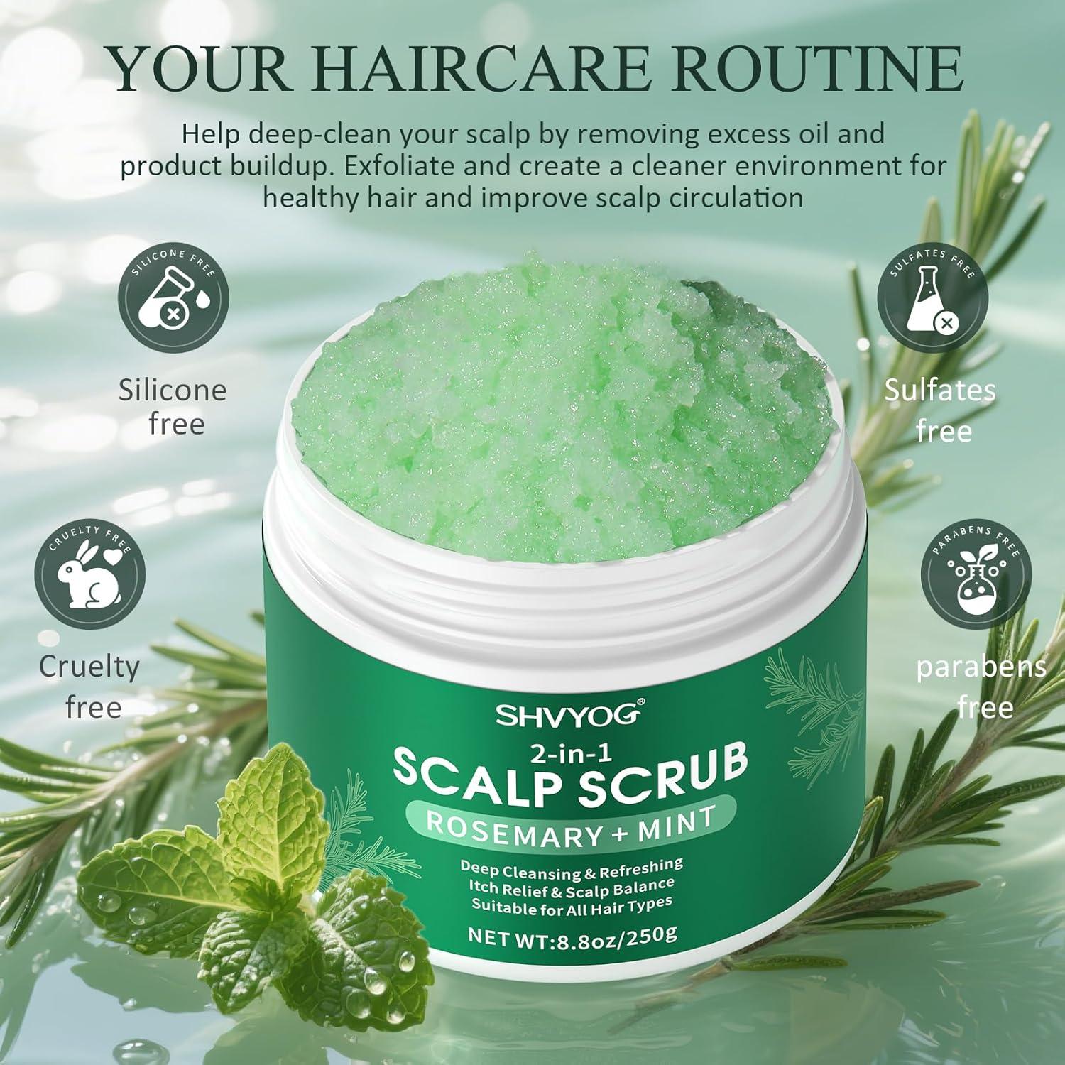 Exfoliante para Cuero Cabelludo SHVYOG con Romero y Menta 250g