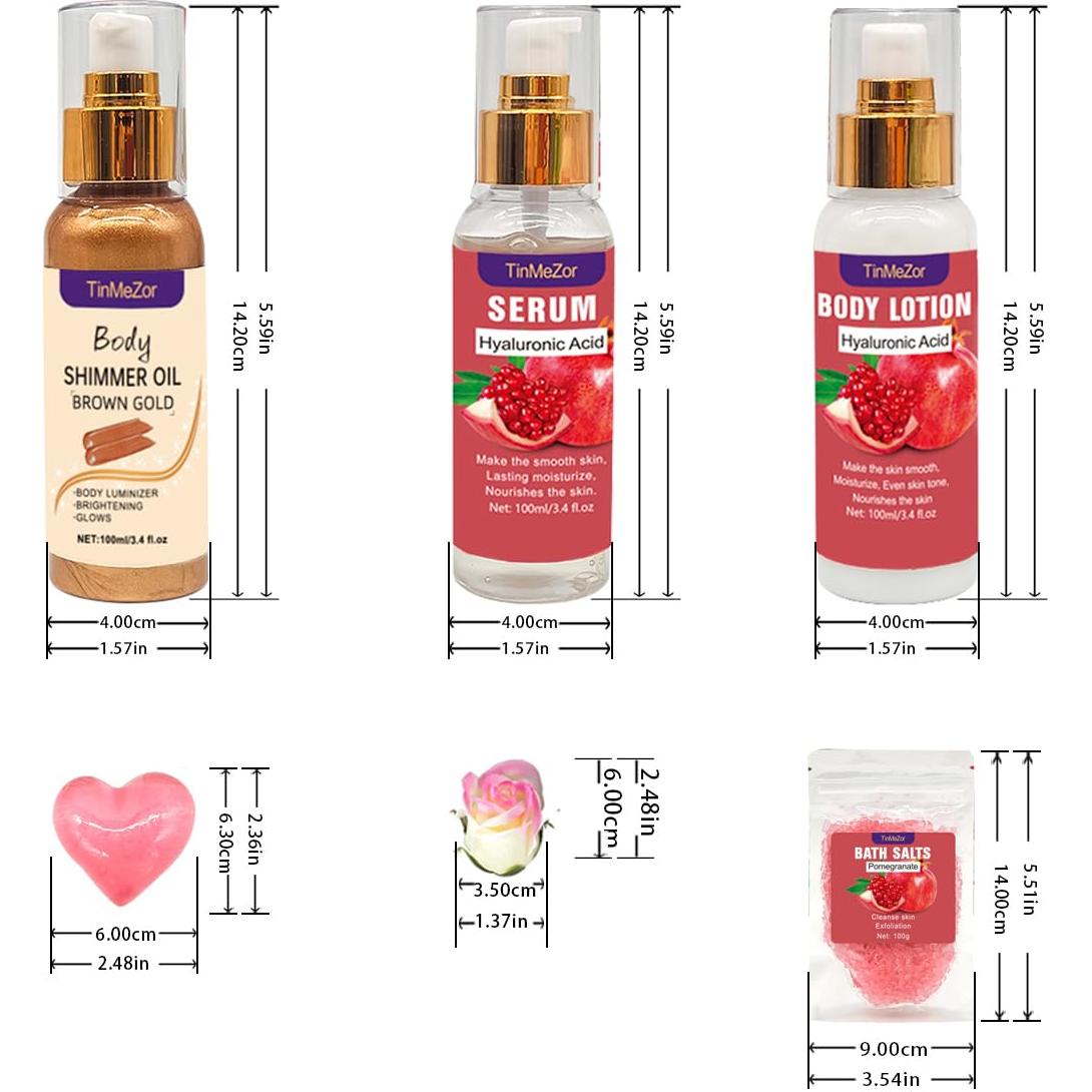 Juego de Cuidado de Piel Granada - Regalo Baño Mujeres 25.6x17.6cm