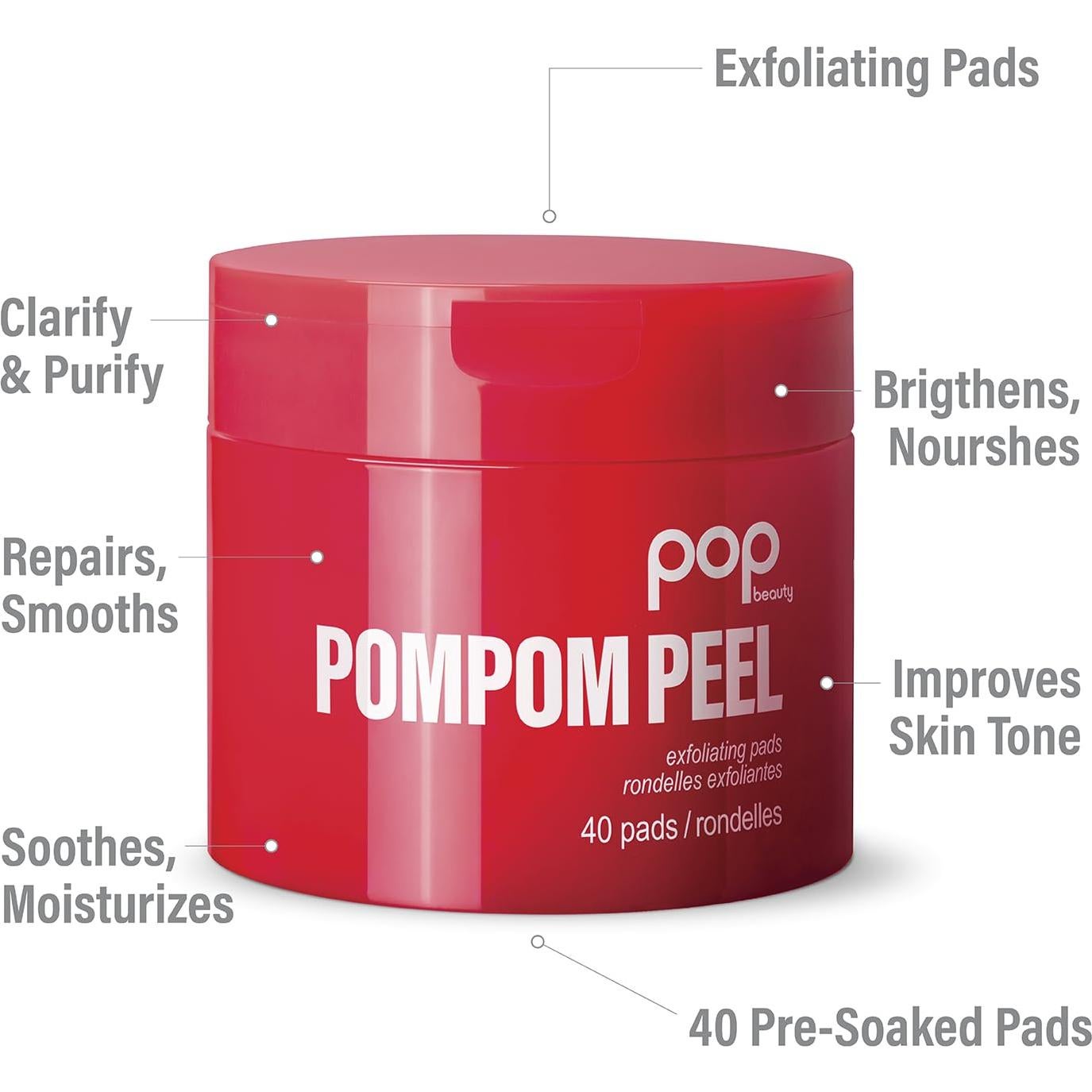 Almohadillas Exfoliantes POP Beauty POMPOM PEEL - 40 Unidades