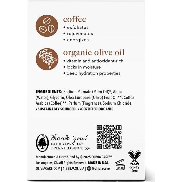 Jabón Exfoliante Olivia Care Coffee Bar - 227 g Natural