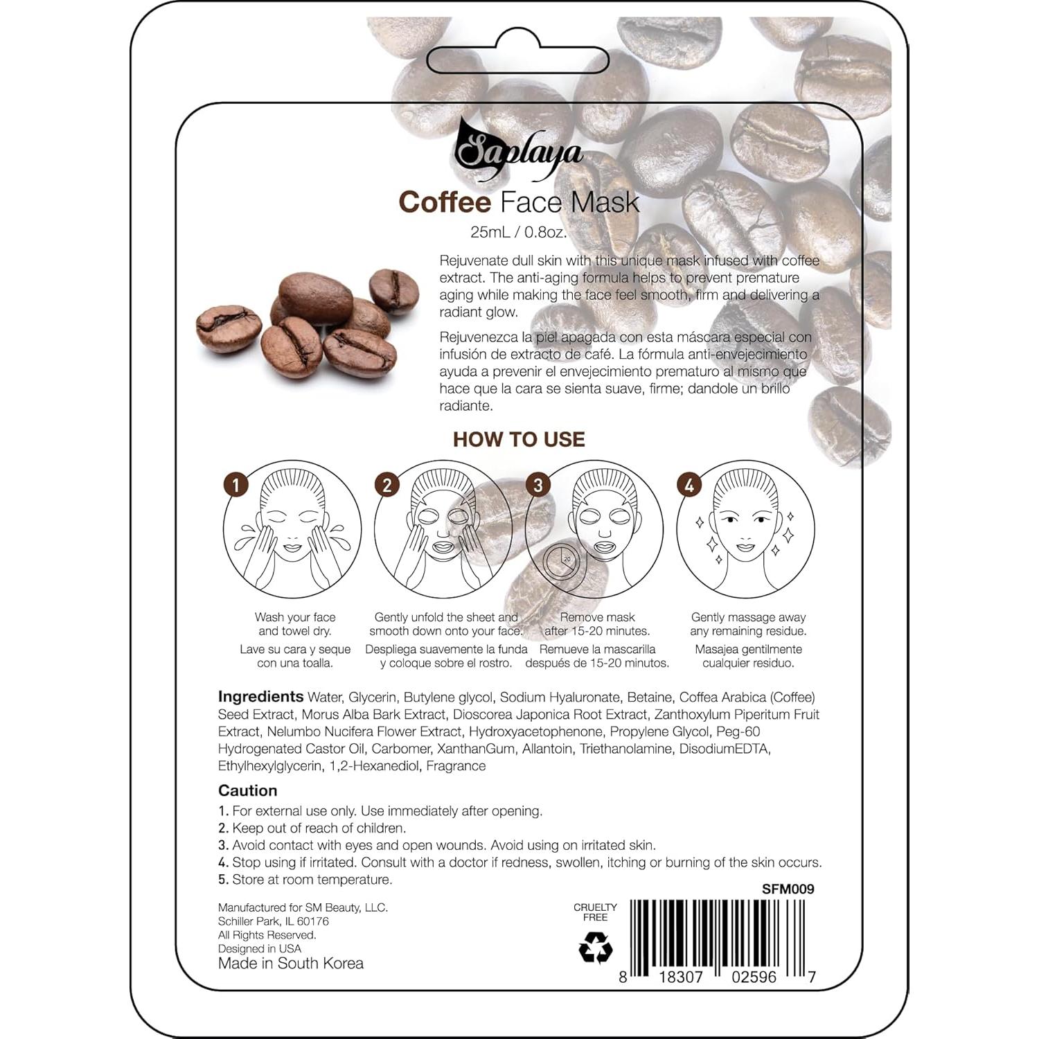 Mascarillas Faciales K-Beauty Saplaya - Paquete de 6 Aromatizadas