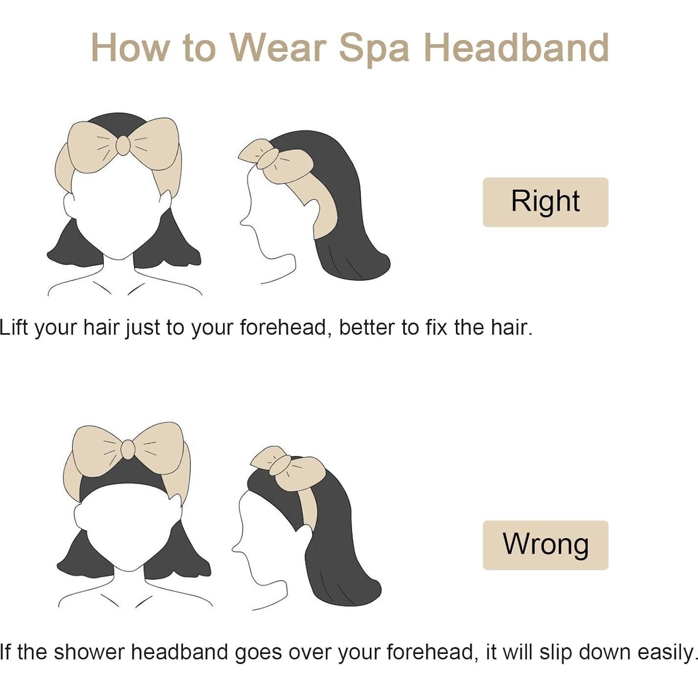 Banda de cabeza Ondder Spa 8 piezas beige para lavar cara