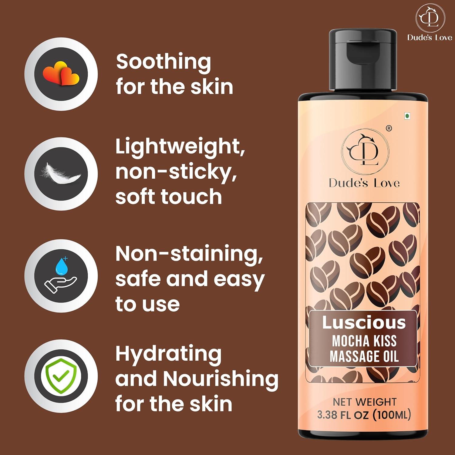 Aceite de Masaje Orgánico Luscious Mocha Kiss 100 ml - Sin Manchas