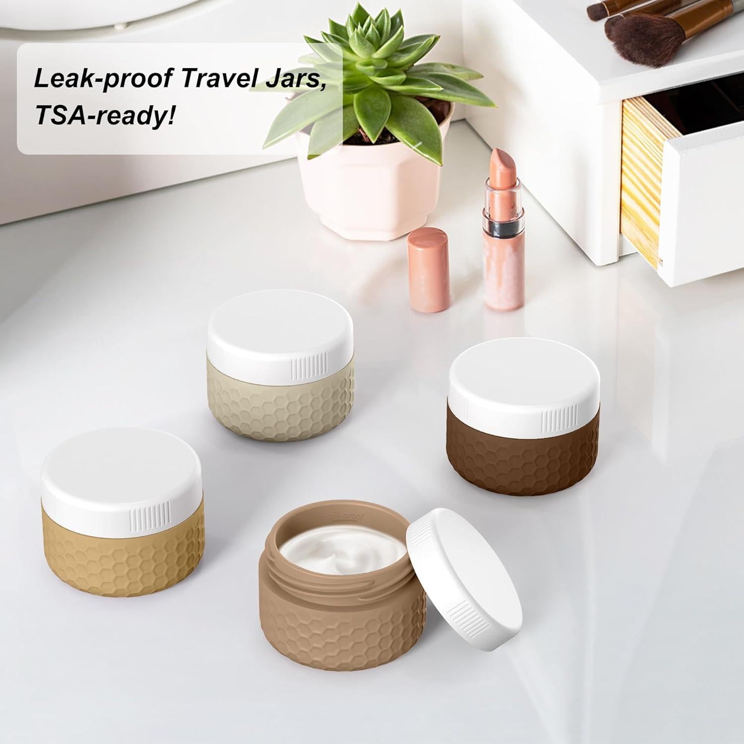 Contenedores de Viaje FEEJOY 4 Tarros Silicona A prueba de Fugas
