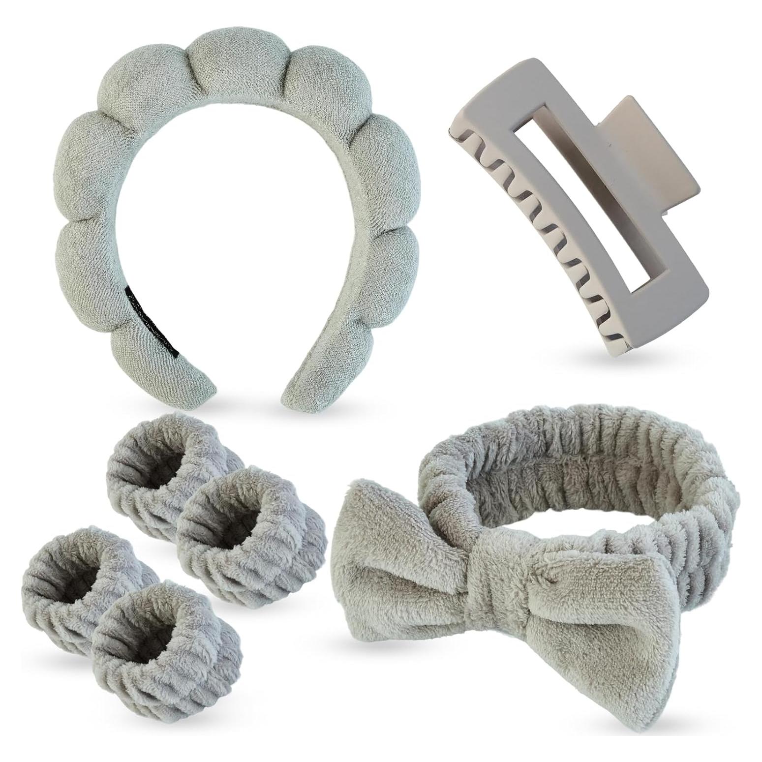 Juego de Spa 7 Piezas Yaqulen Diadema y Muñequera Café Claro