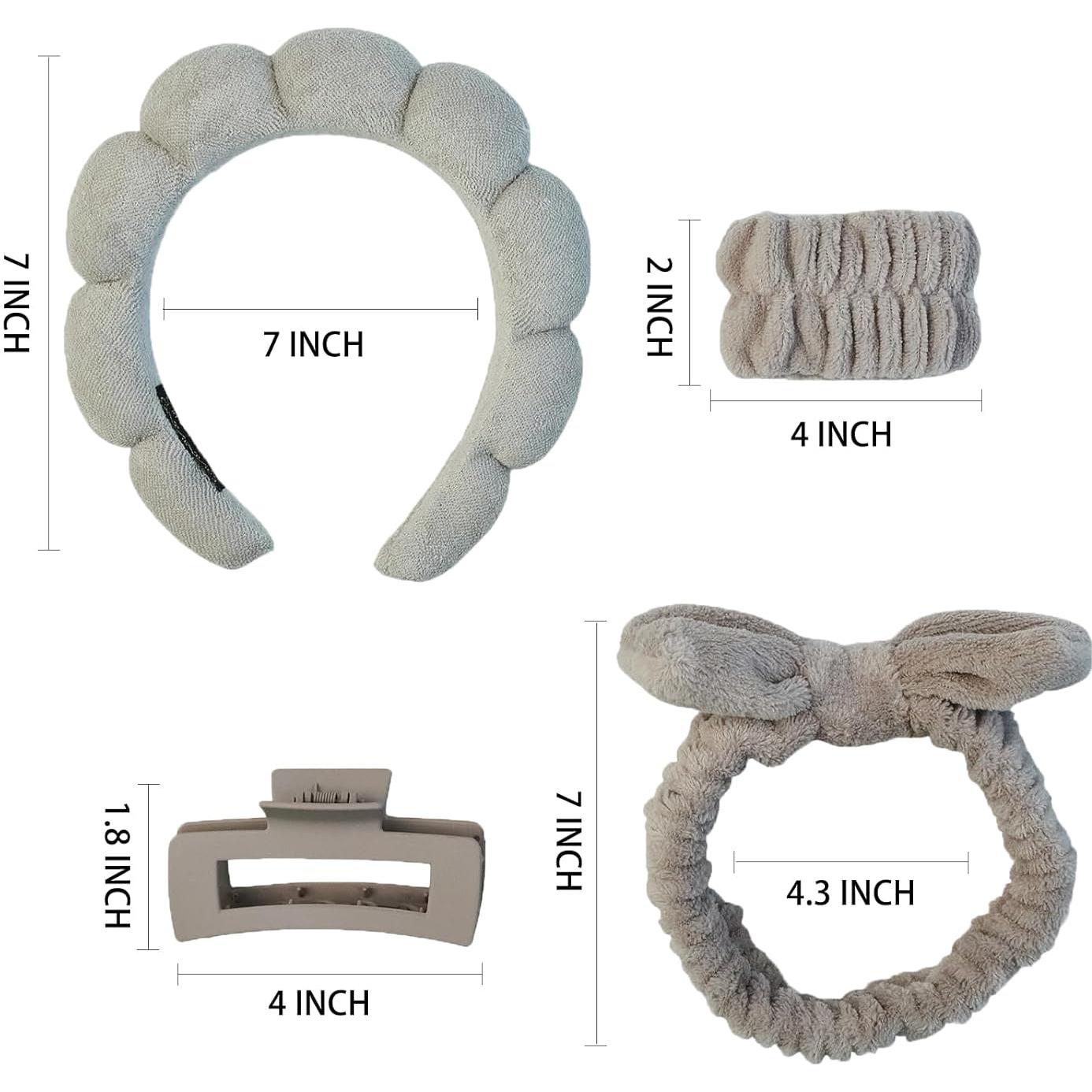 Juego de Spa 7 Piezas Yaqulen Diadema y Muñequera Café Claro