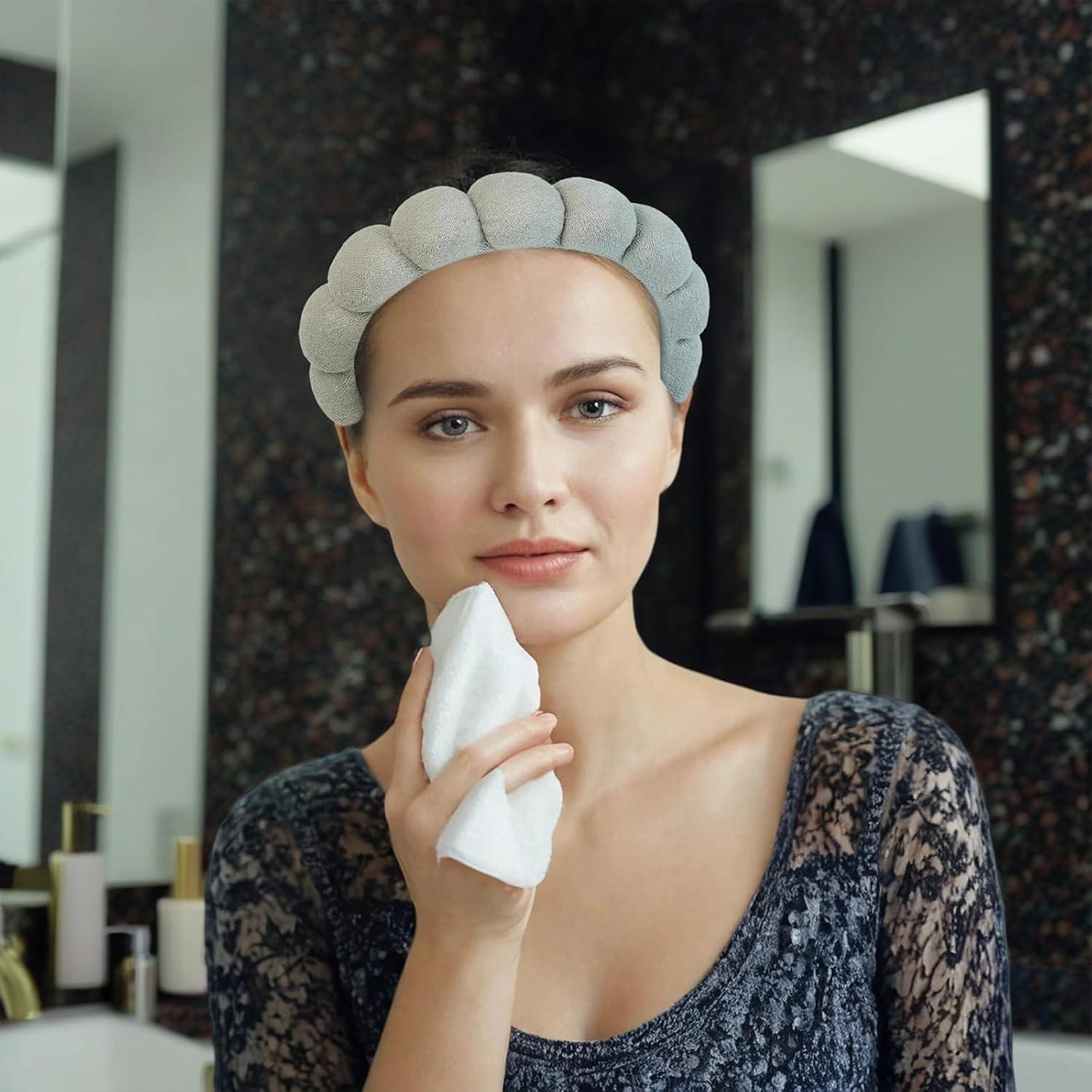 Juego de Spa 7 Piezas Yaqulen Diadema y Muñequera Café Claro