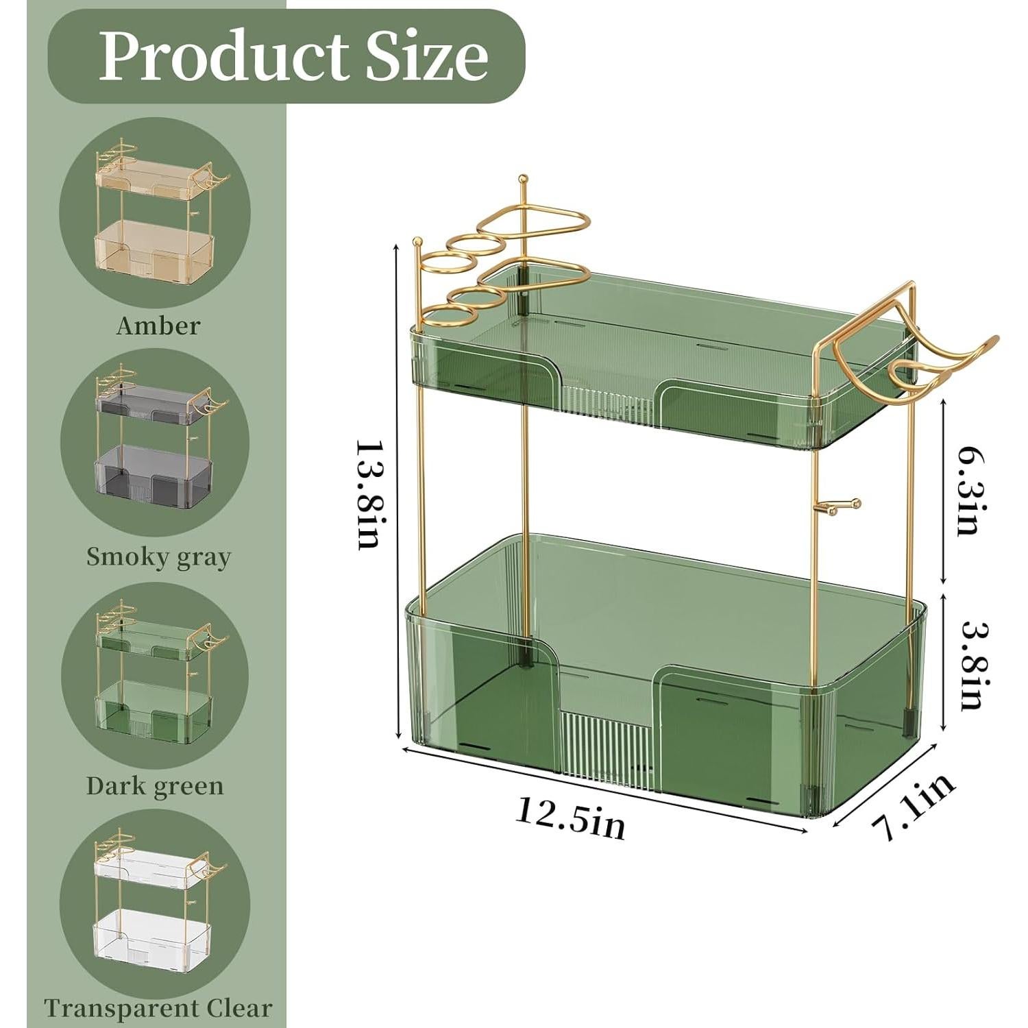 Organizador de Encimera de Baño Shuang Qing 2 Niveles Verde