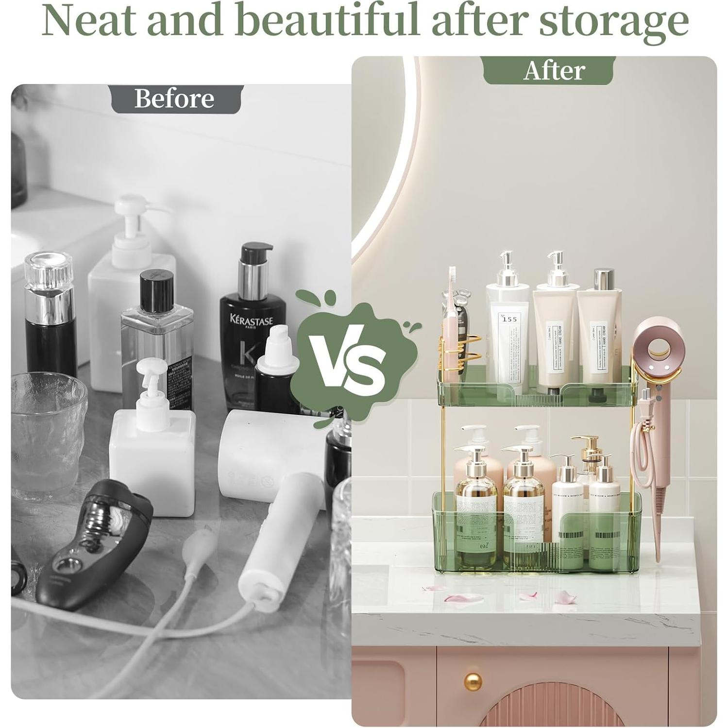 Organizador de Encimera de Baño Shuang Qing 2 Niveles Verde