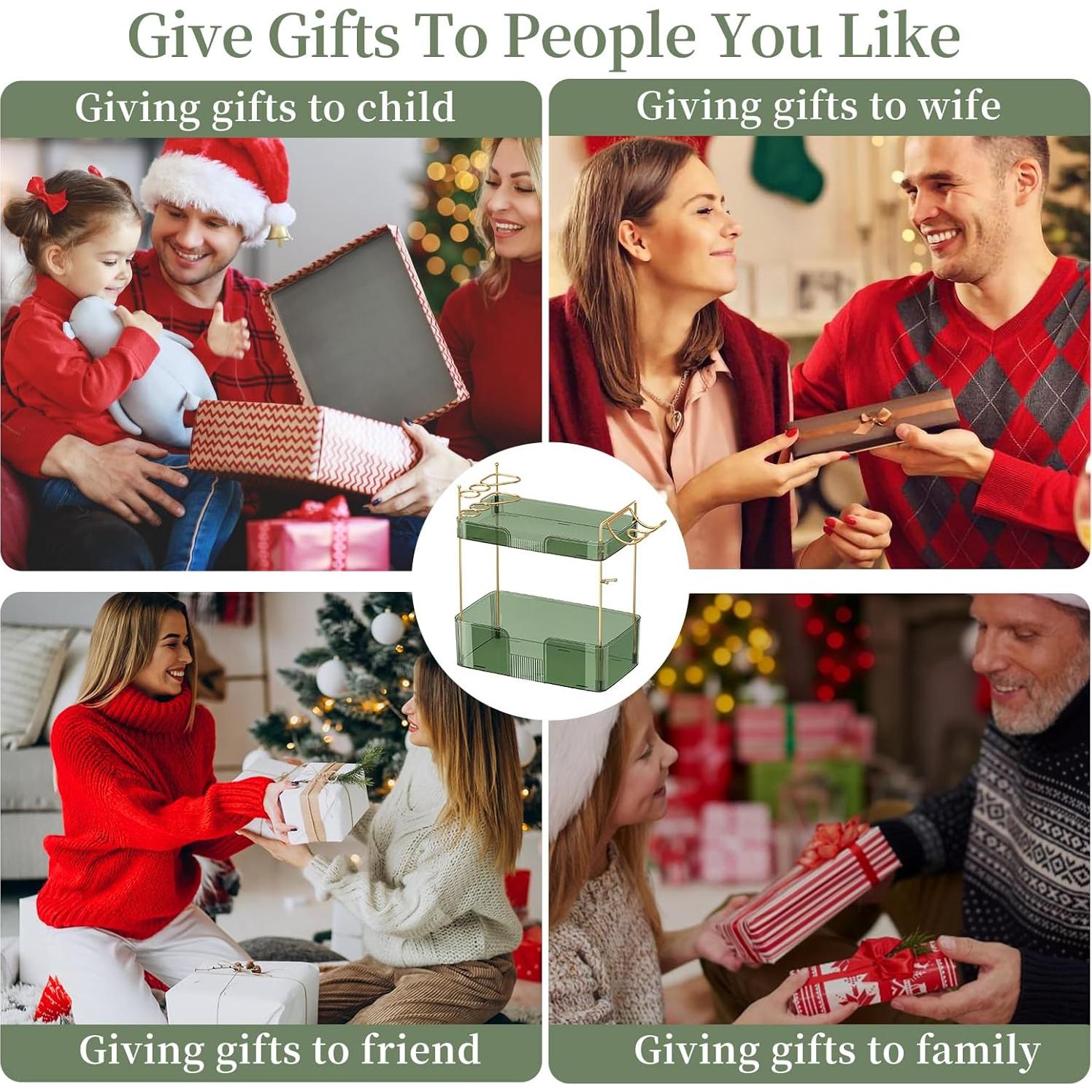 Organizador de Encimera de Baño Shuang Qing 2 Niveles Verde