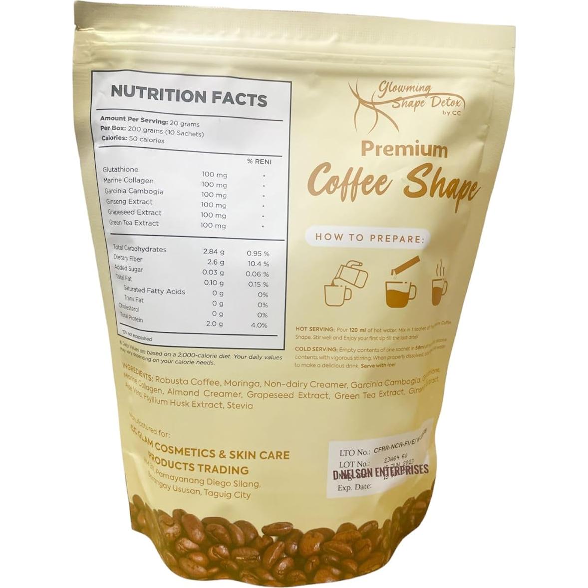 Café Shape Premium Cris Cosmetics 10 Sobres 200g