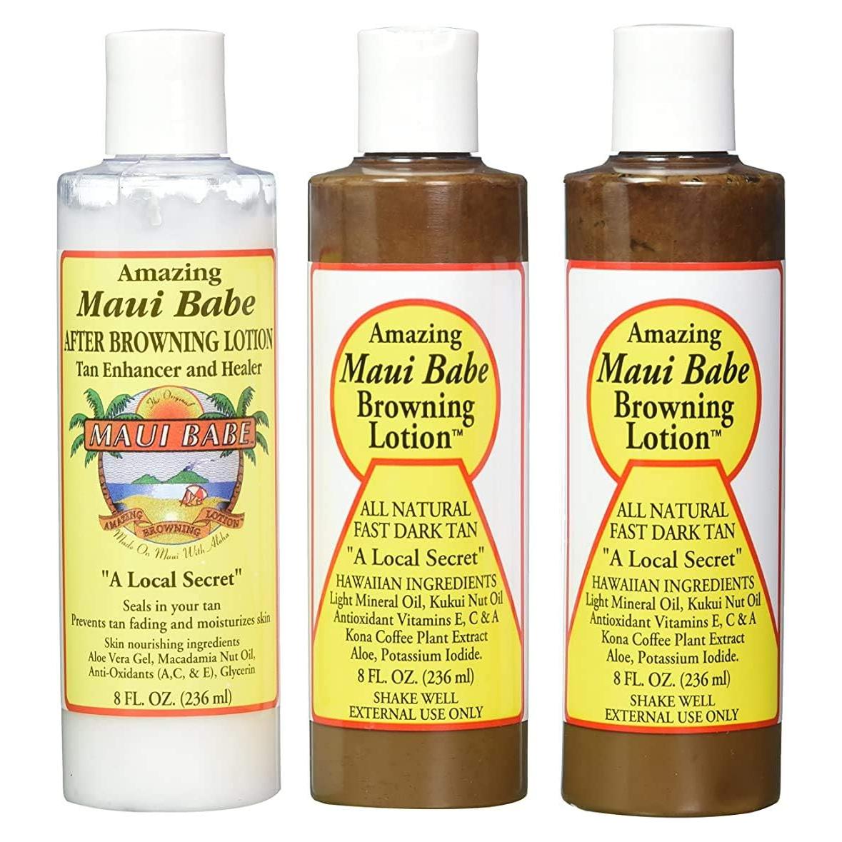 Paquete de bronceado Maui Babe - 2 lociones bronceadoras 680 ml + 1 loción post bronceado 680 ml