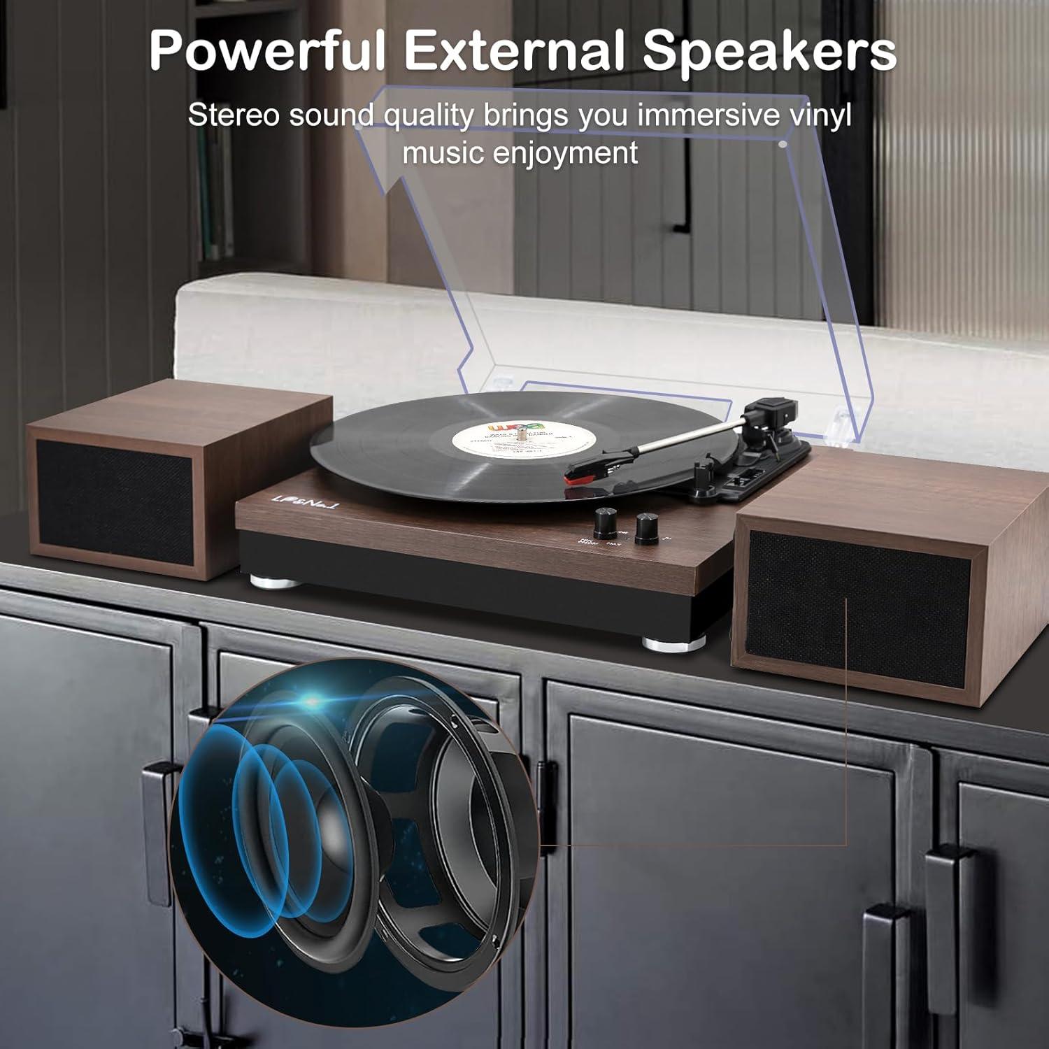 Tocadiscos LP&No.1 Vintage con Altavoces Estéreo 3 Velocidades