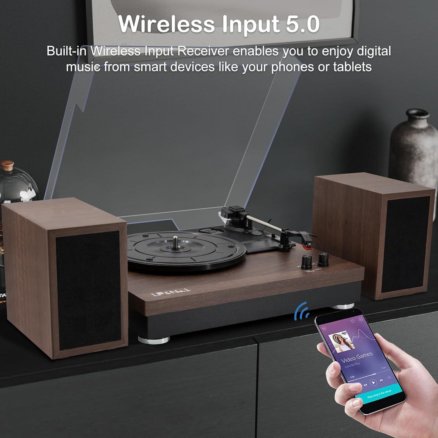 Tocadiscos LP&No.1 Vintage con Altavoces Estéreo 3 Velocidades