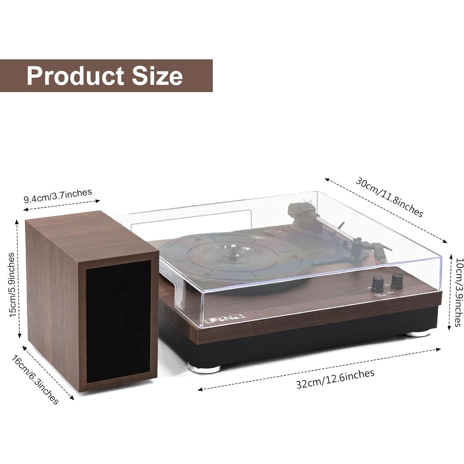 Tocadiscos LP&No.1 Vintage con Altavoces Estéreo 3 Velocidades