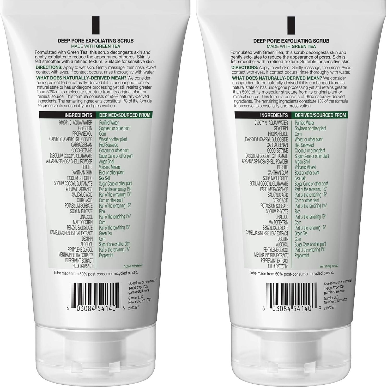Exfoliante Facial Garnier SkinActive Té Verde 148 ml x2 Piel Grasa