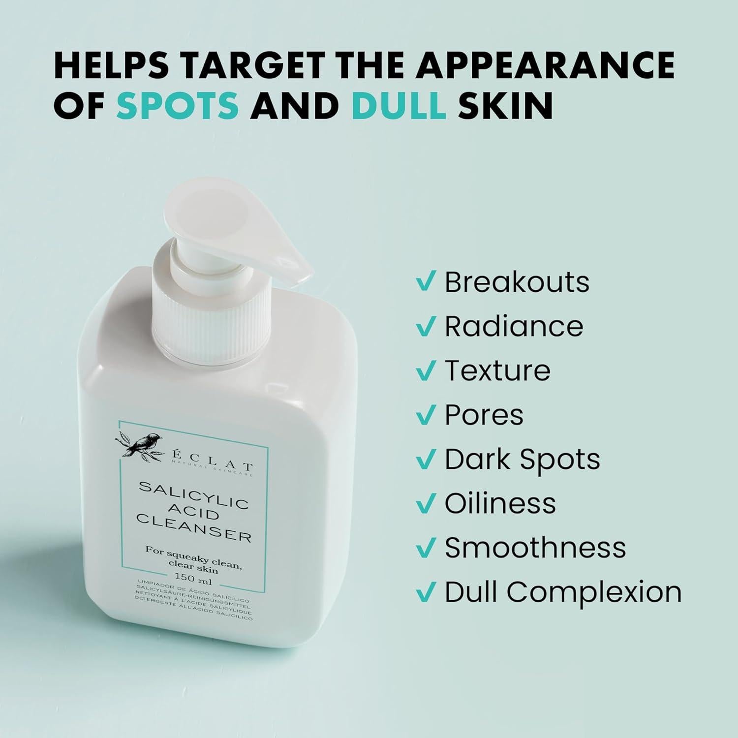 Limpiador Facial Eclat Skincare 150ml - Ácido Salicílico y Niacinamida