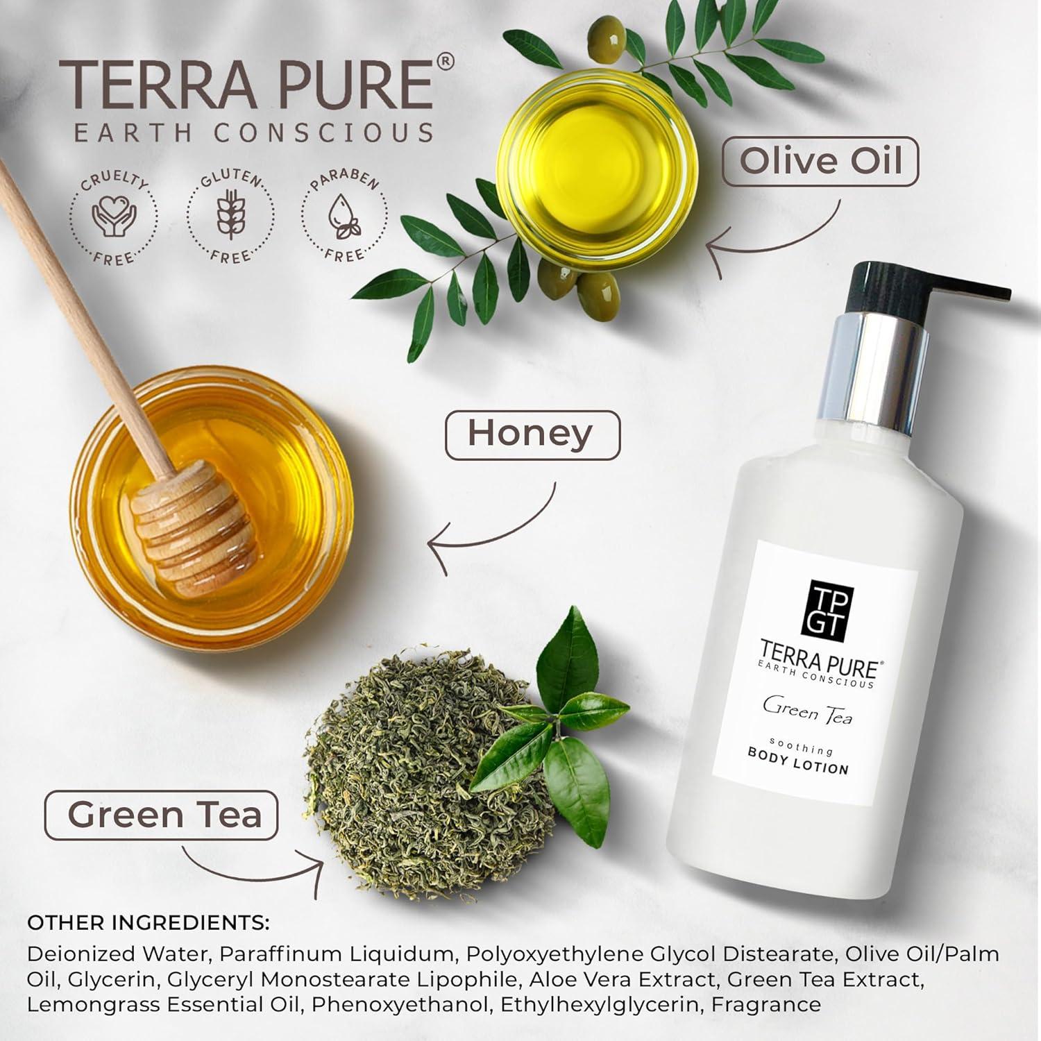 Loción de Té Verde Terra Pura 287 ml con Miel y Aloe Vera