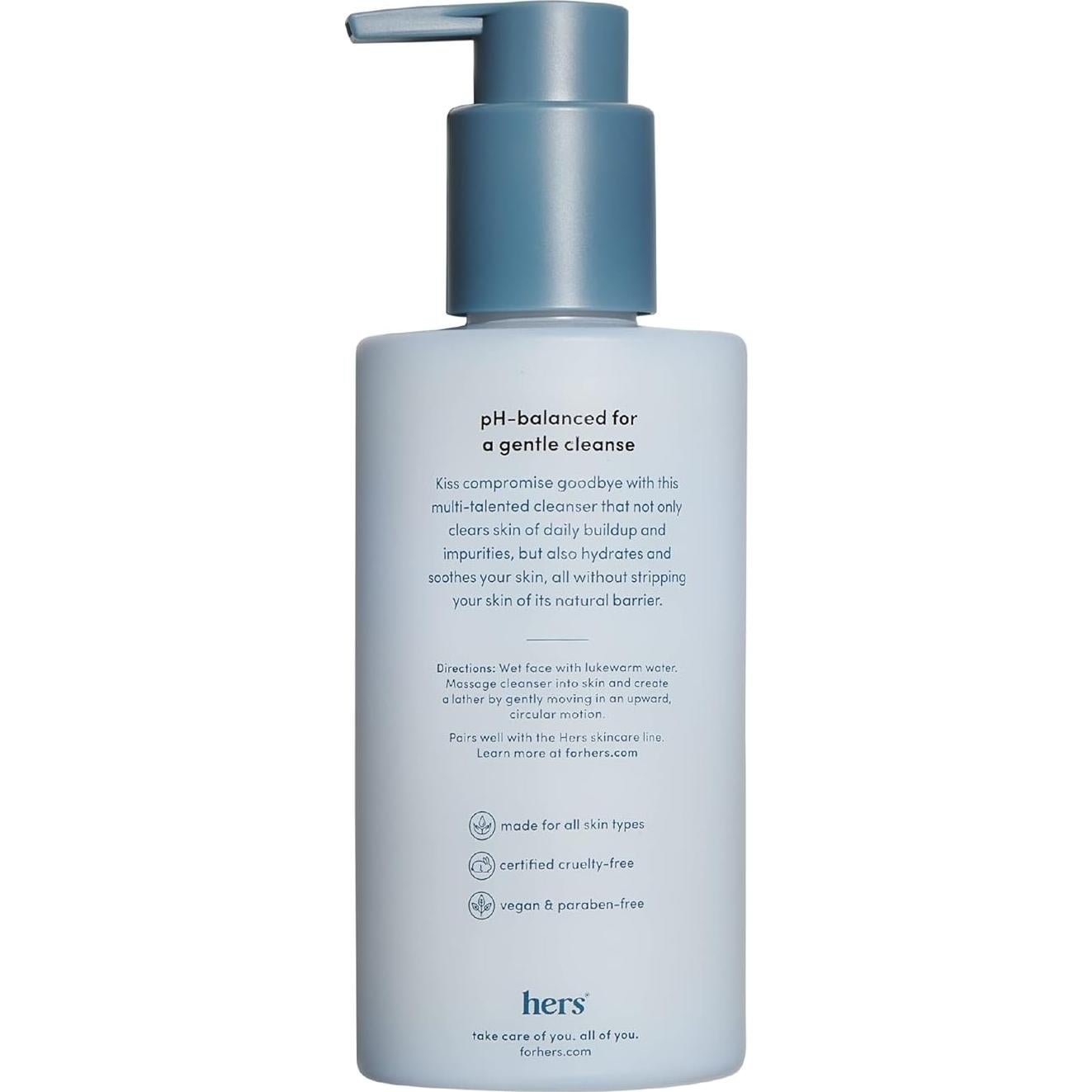 Limpiador Facial Hidratante HERS Clear Waters 200 ml - Escualano y Ácido Hialurónico