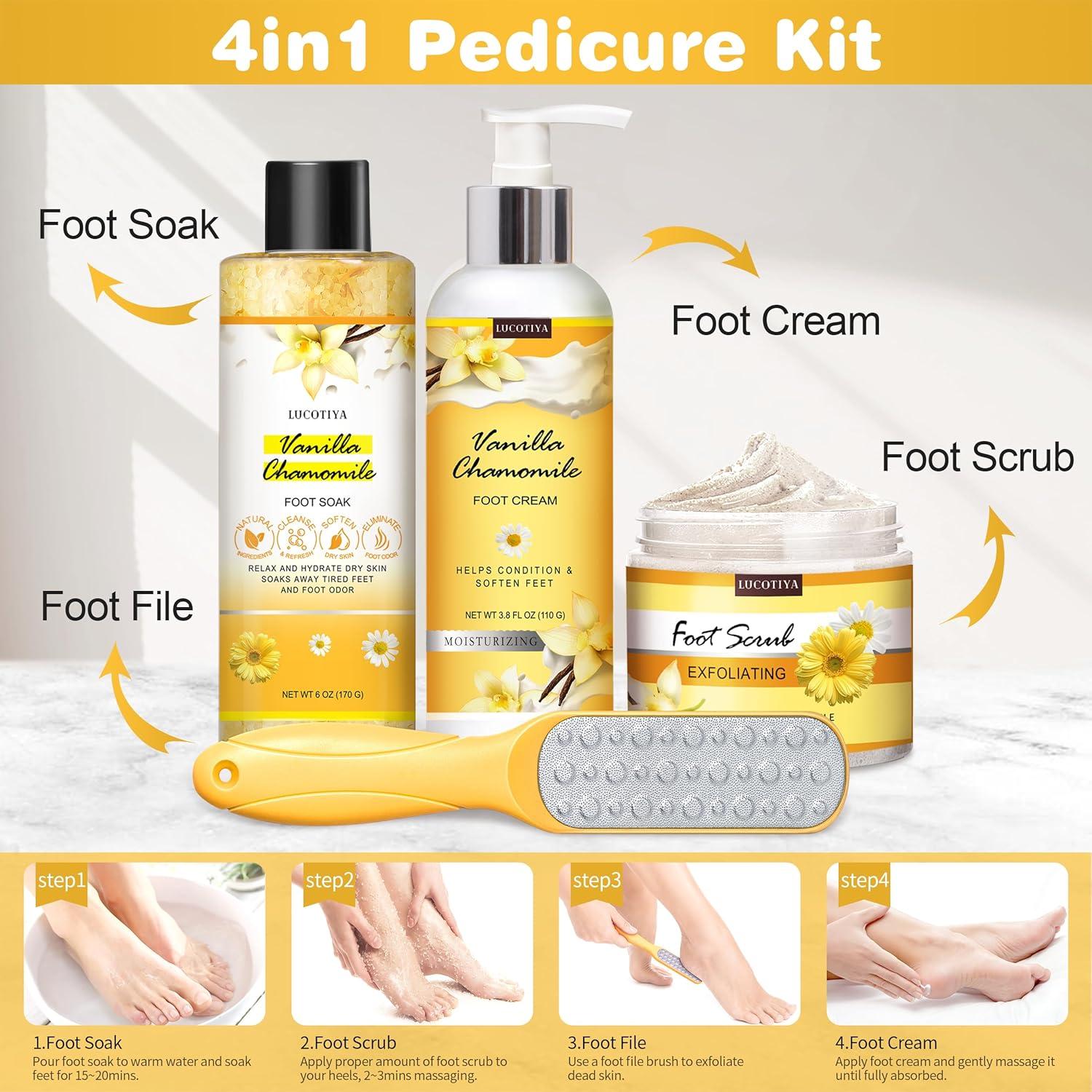 Set de Pedicura LUCOTIYA 4 en 1 con Sales y Crema para Pies