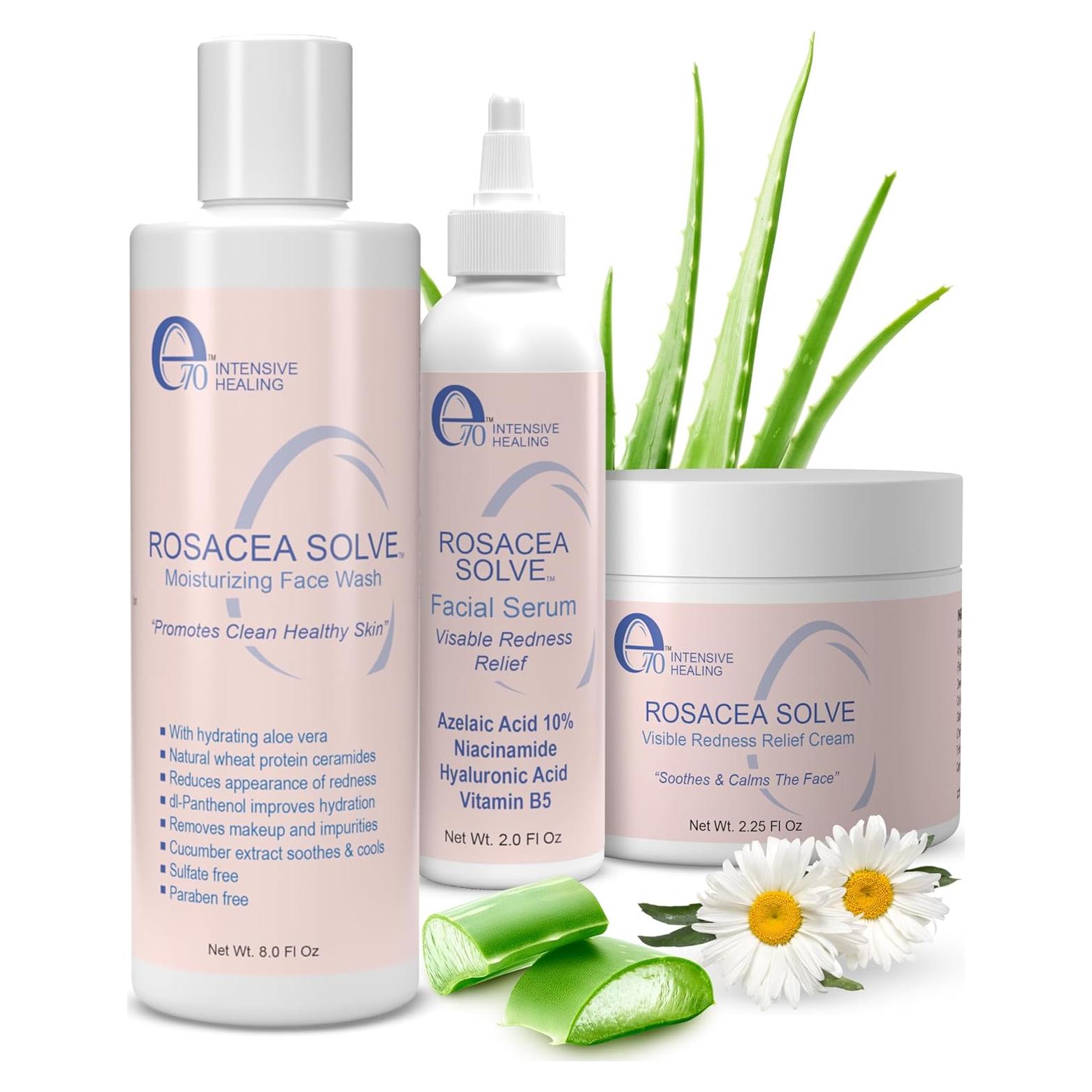 Conjunto Cuidado Piel Rosácea e70 - Limpiador, Crema y Suero