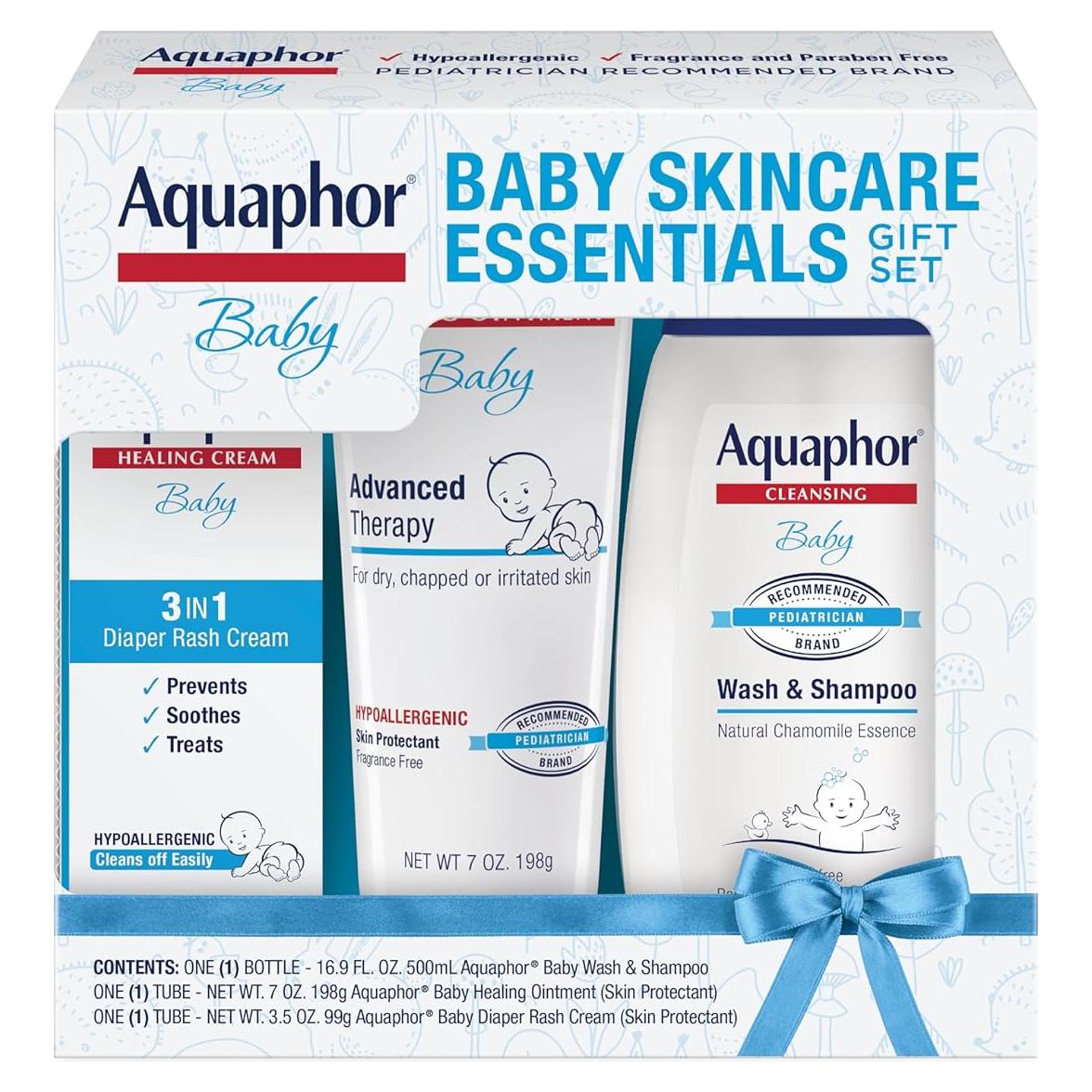 Conjunto de Cuidado de Piel para Bebés Aquaphor Baby - Jabón 500ml, Ungüento 198g, Crema 99g