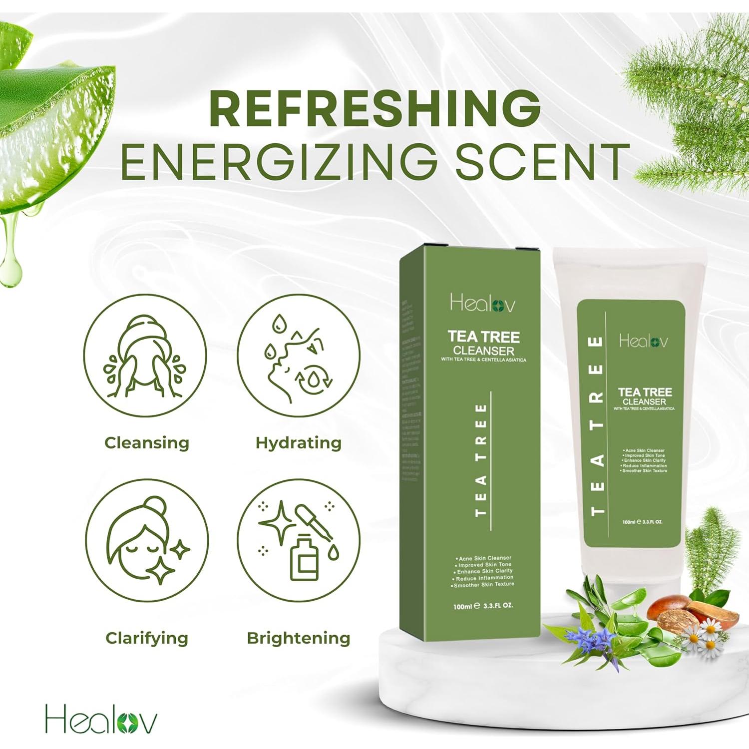 Limpiador Facial Natural Healov - Jabón de Árbol de Té 140g