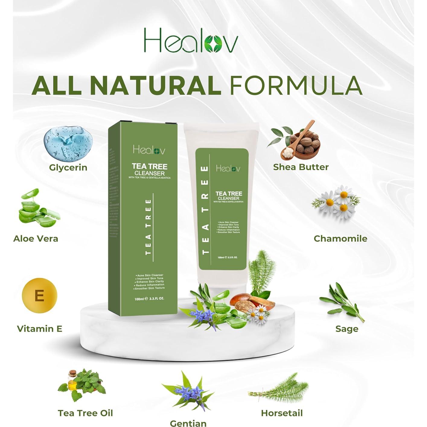 Limpiador Facial Natural Healov - Jabón de Árbol de Té 140g