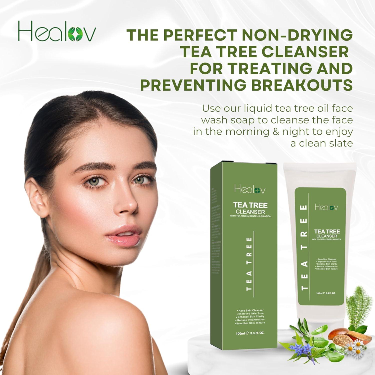 Limpiador Facial Natural Healov - Jabón de Árbol de Té 140g