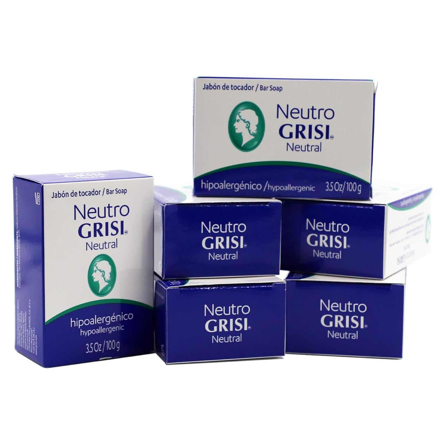 Jabón Grisi Neutral Hipoalergénico 6x99g Sin Fragancia