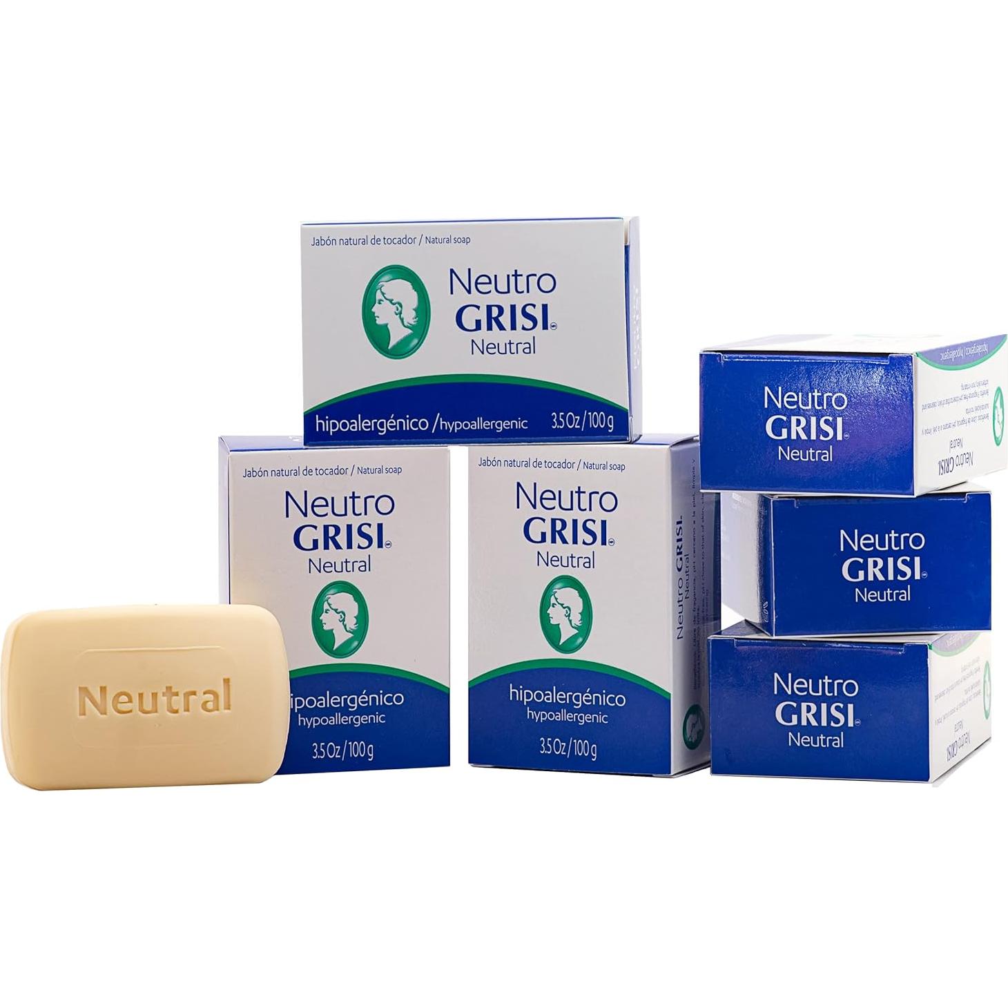 Jabón Grisi Neutral Hipoalergénico 6x99g Sin Fragancia