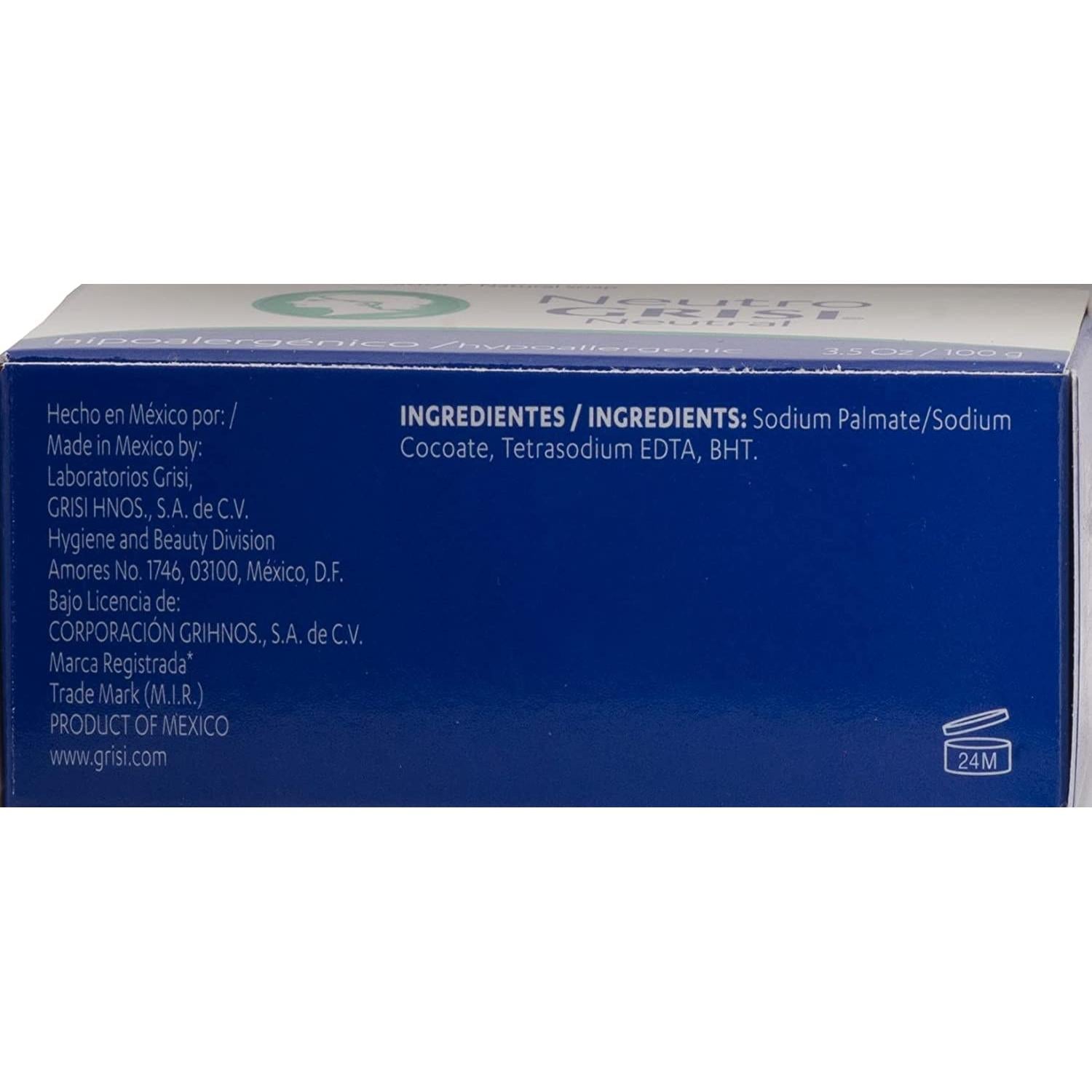 Jabón Grisi Neutral Hipoalergénico 6x99g Sin Fragancia