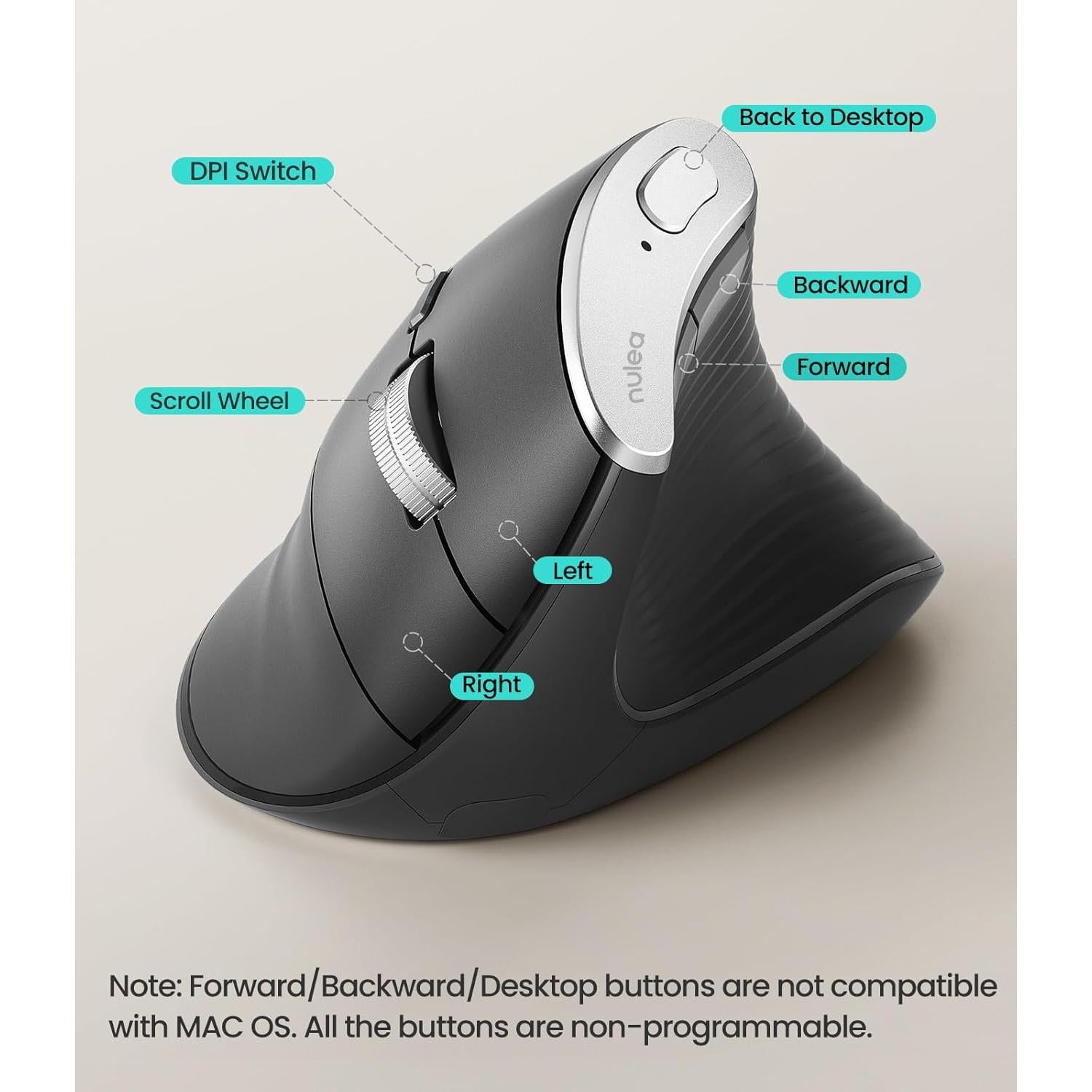 Ratón Vertical Inalámbrico Nulea M510 Ergonómico 3 DPI