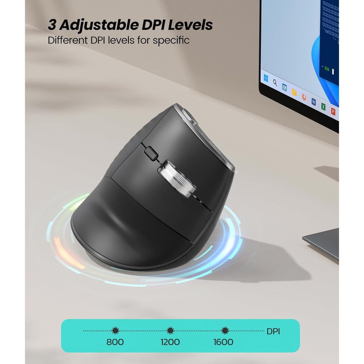 Ratón Vertical Inalámbrico Nulea M510 Ergonómico 3 DPI