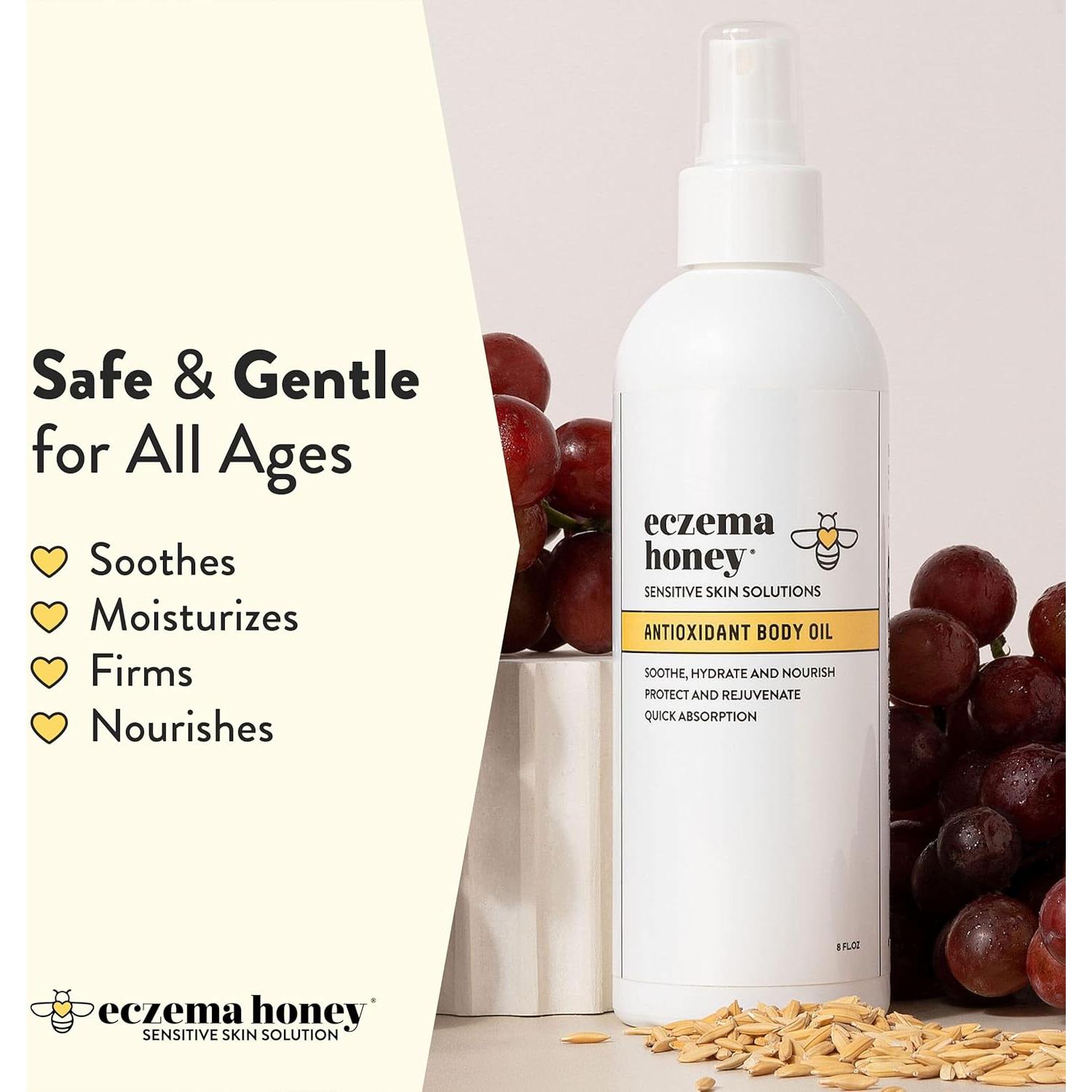 Aceite Corporal Antioxidante ECZEMA HONEY 236.6 ml - Hidratante Sin Fragancia para Piel Seca