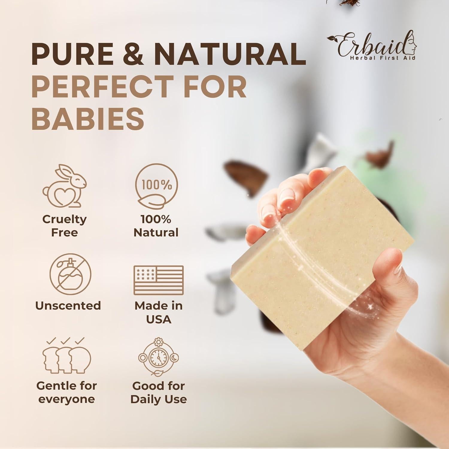 Jabón de Avena Erbaid - Natural para Eczema y Piel Sensible