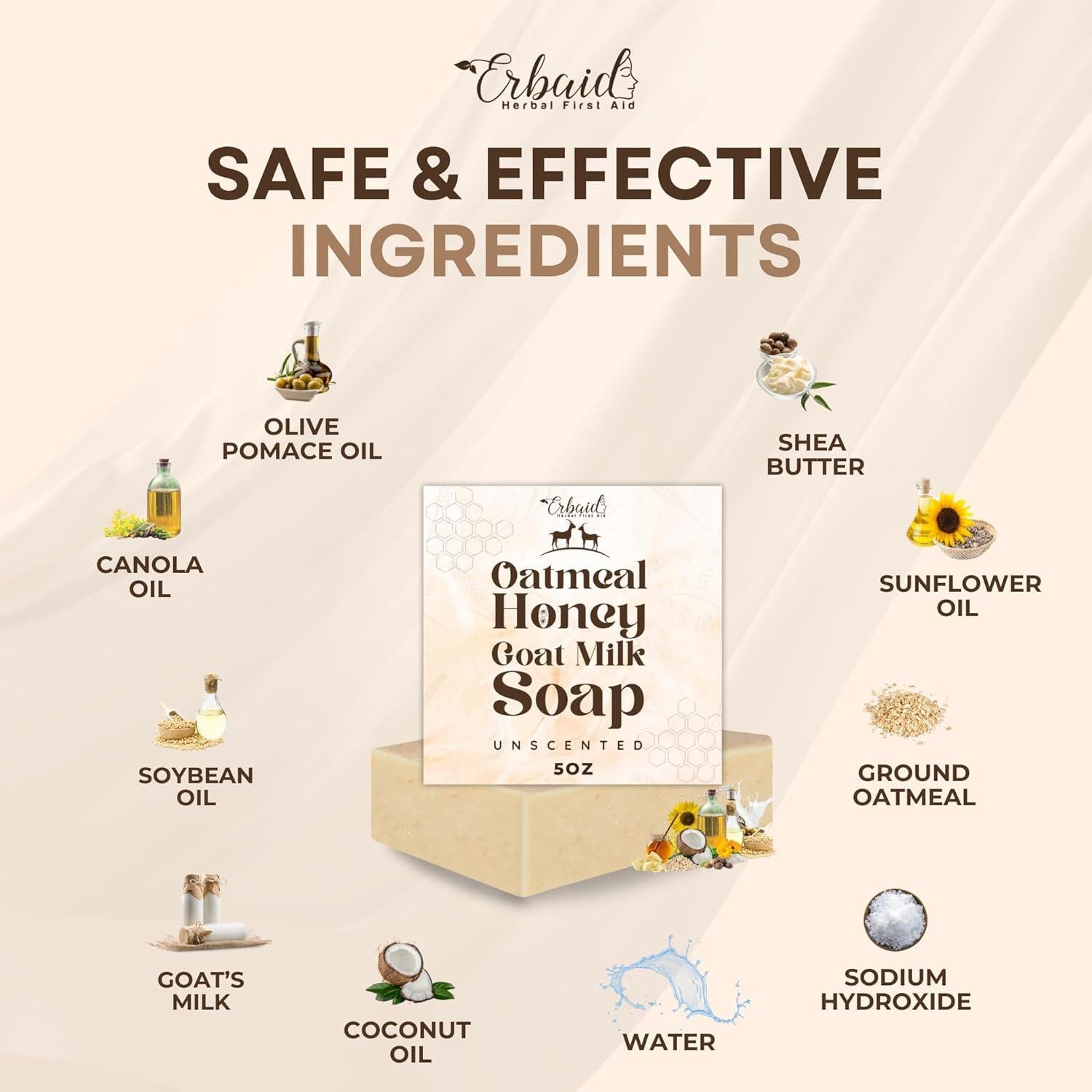 Jabón de Avena Erbaid - Natural para Eczema y Piel Sensible