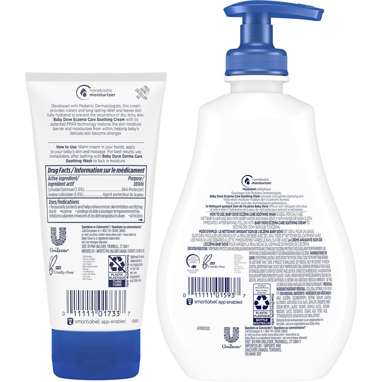 Paquete Cuidado Piel Bebé Dove - Jabón Calmante y Crema Eccema