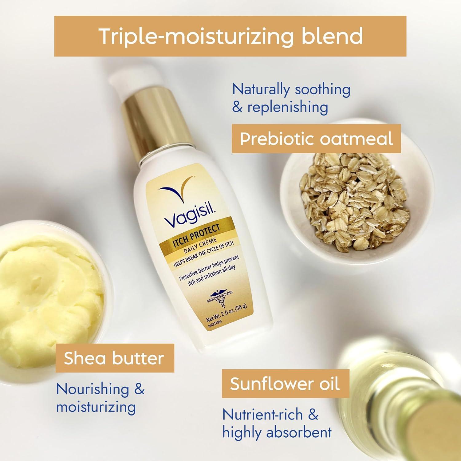 Crema Diaria Vagisil Itch Protect 56.7 g - Hidratante Íntimo Sin Fragancia