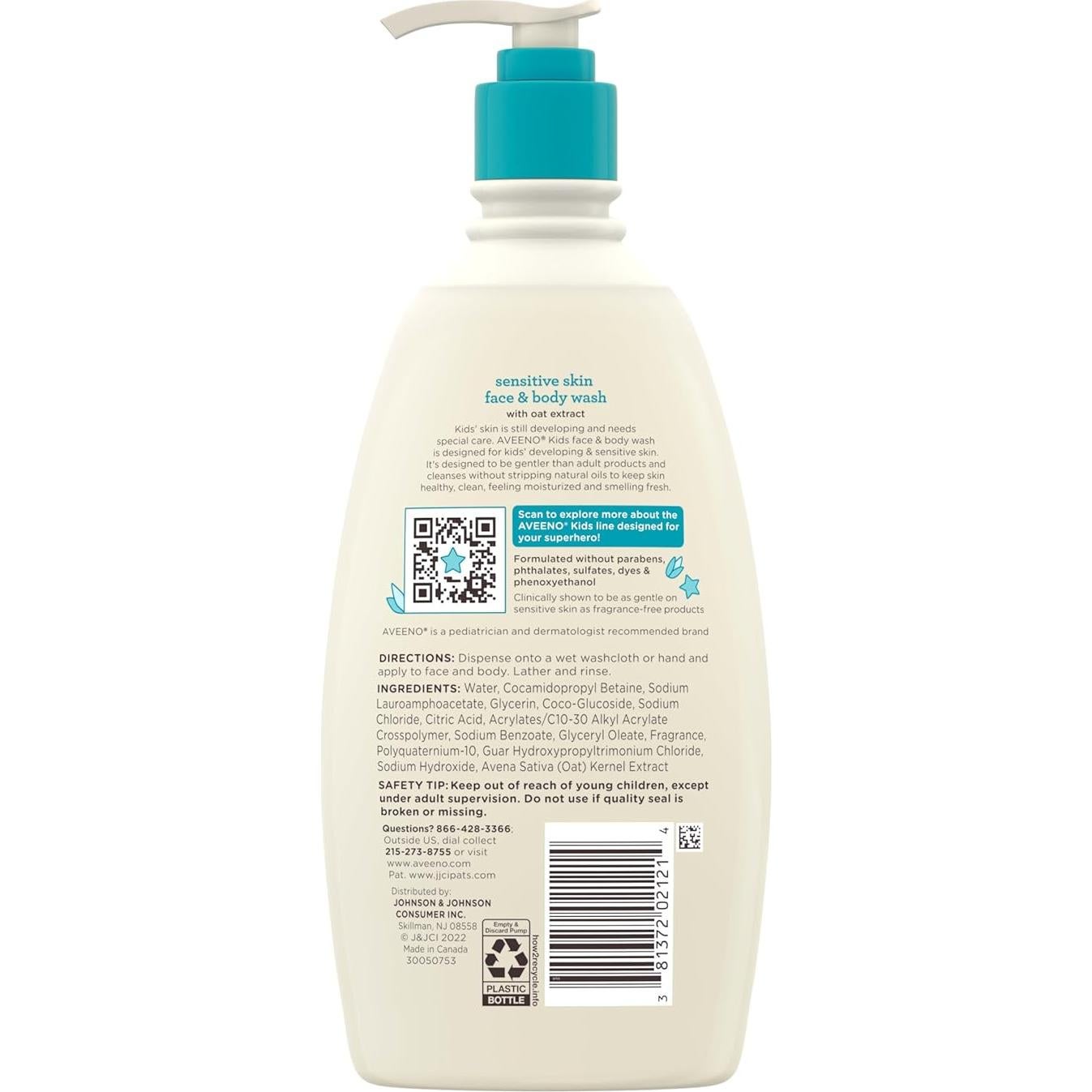 Jabón Facial y Corporal Aveeno Niños 532 ml Piel Sensible