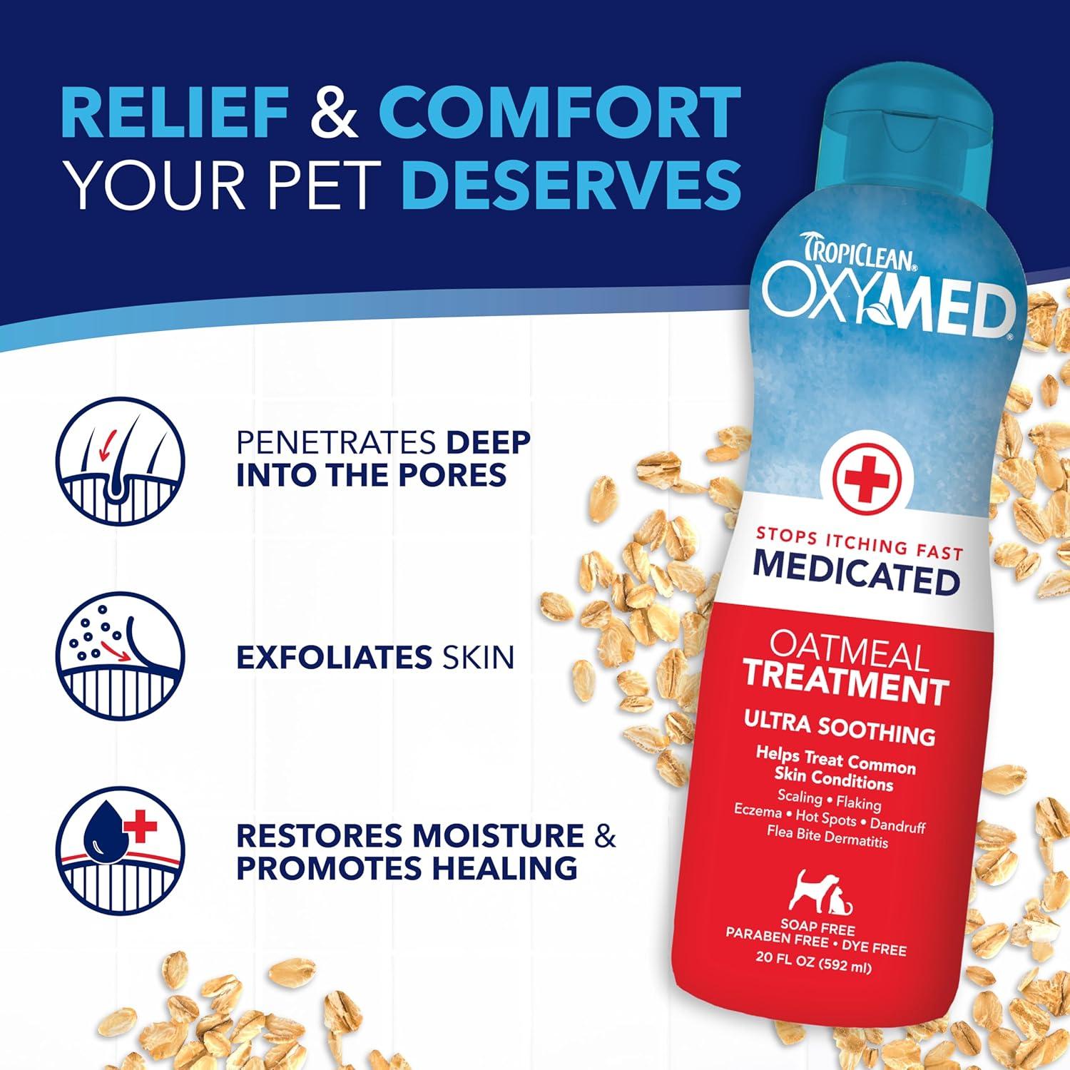 TropiClean OxyMed Champú y Acondicionador 2 en 1 para Gatos y Perros