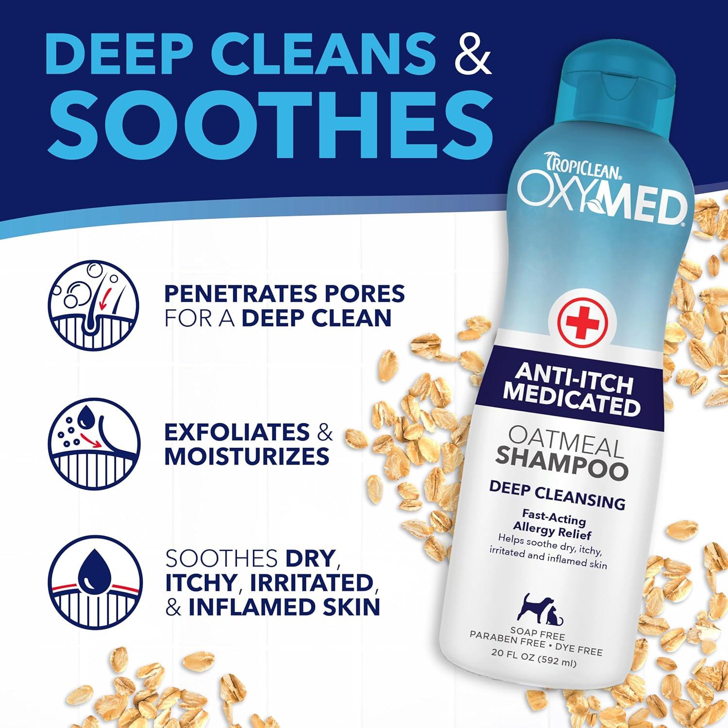 TropiClean OxyMed Champú y Acondicionador 2 en 1 para Gatos y Perros