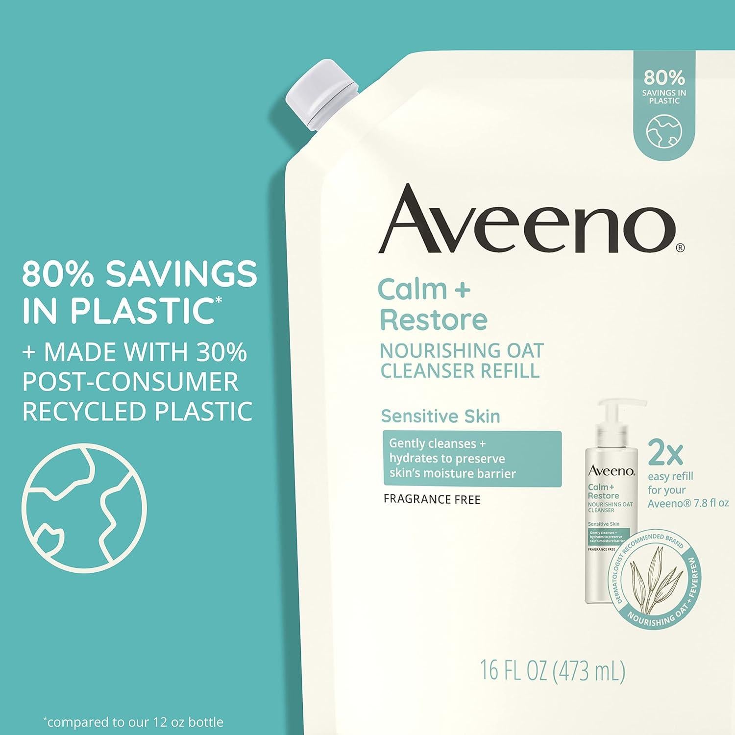 Limpiador Facial Aveeno Calm + Restore 473 ml para Piel Sensible