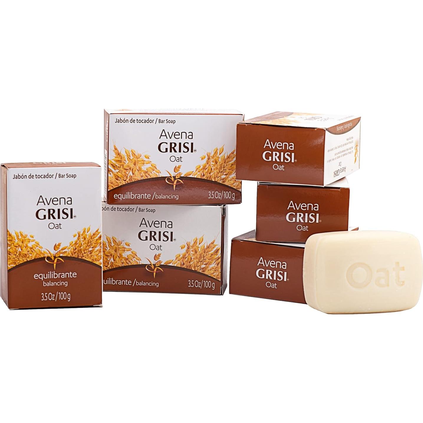Jabón de Avena Grisi 6 Piezas 99g - Limpiador Equilibrante