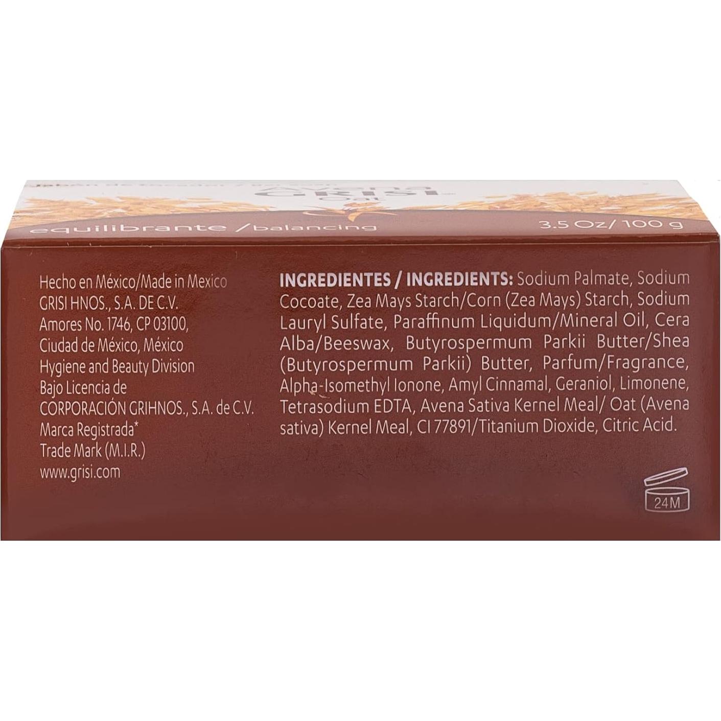 Jabón de Avena Grisi 6 Piezas 99g - Limpiador Equilibrante