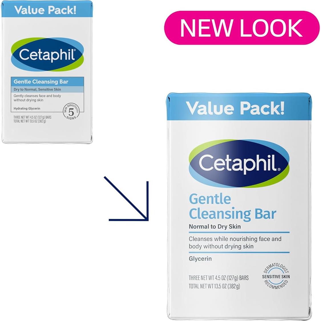 CETAPHIL Barra Limpiadora Suave 127g x3 - Piel Seca y Sensible