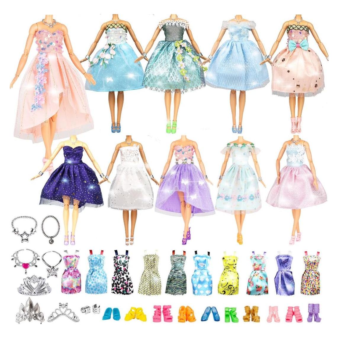 Ropa para Muñecas Keysse 39 Piezas Vestidos y Accesorios